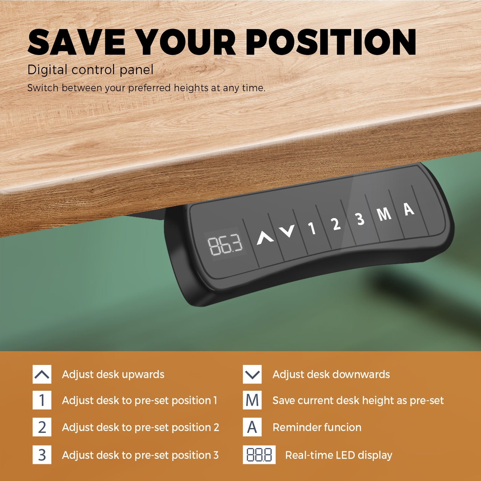 Oikiture Standing Desk Dual Motor Electric Stand Table Height Adjustable Oak - Sunyee