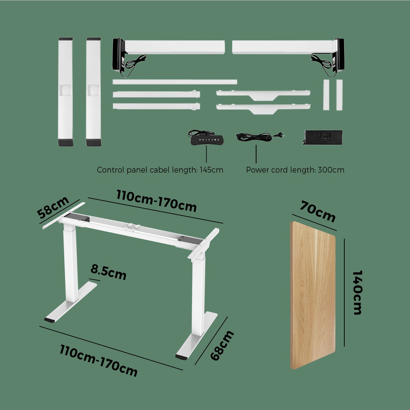 Oikiture Standing Desk Dual Motor Electric Stand Table Height Adjustable Oak - Sunyee