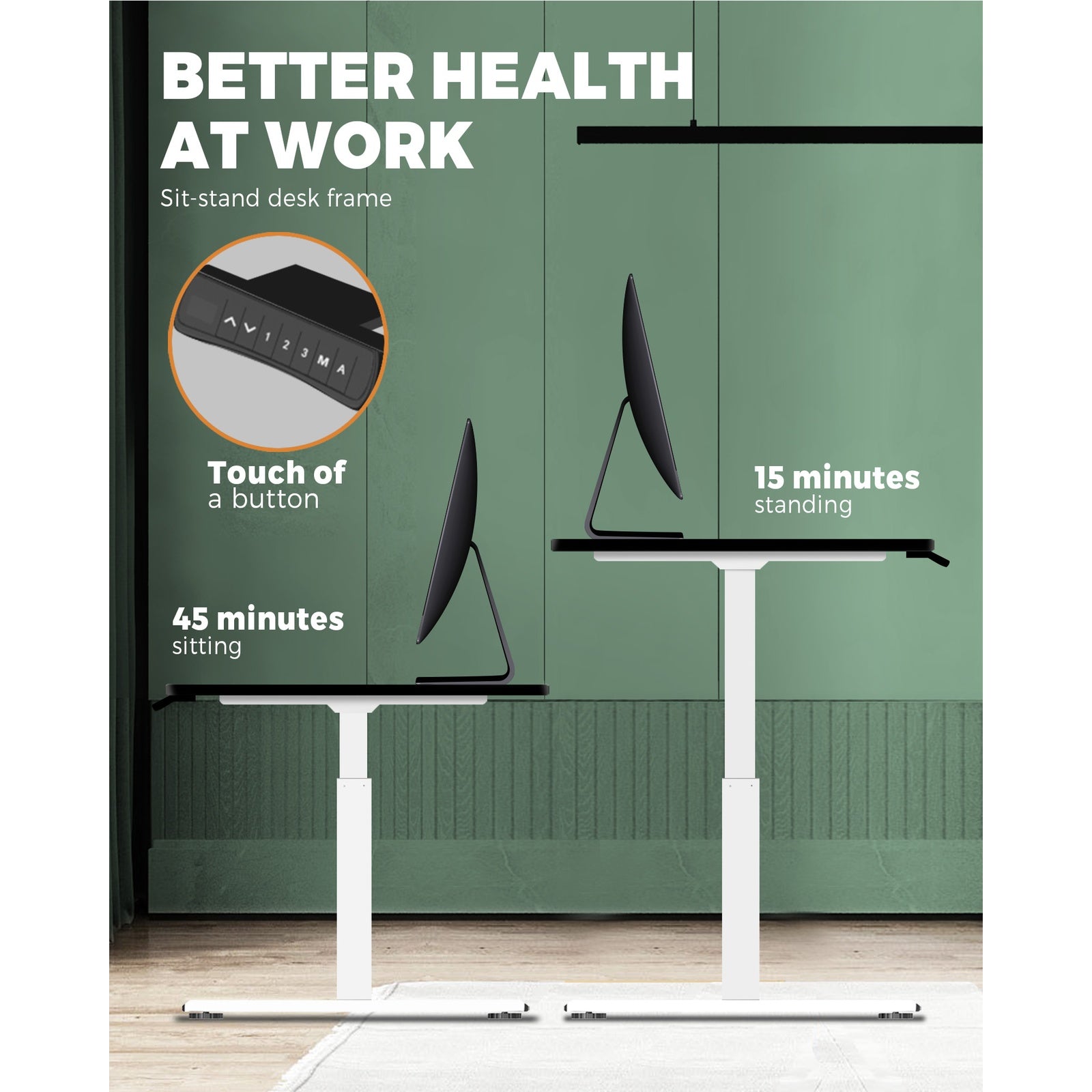 Oikiture Standing Desk Height Adjustable Motorised Sit Stand Table Dual Motor - Sunyee