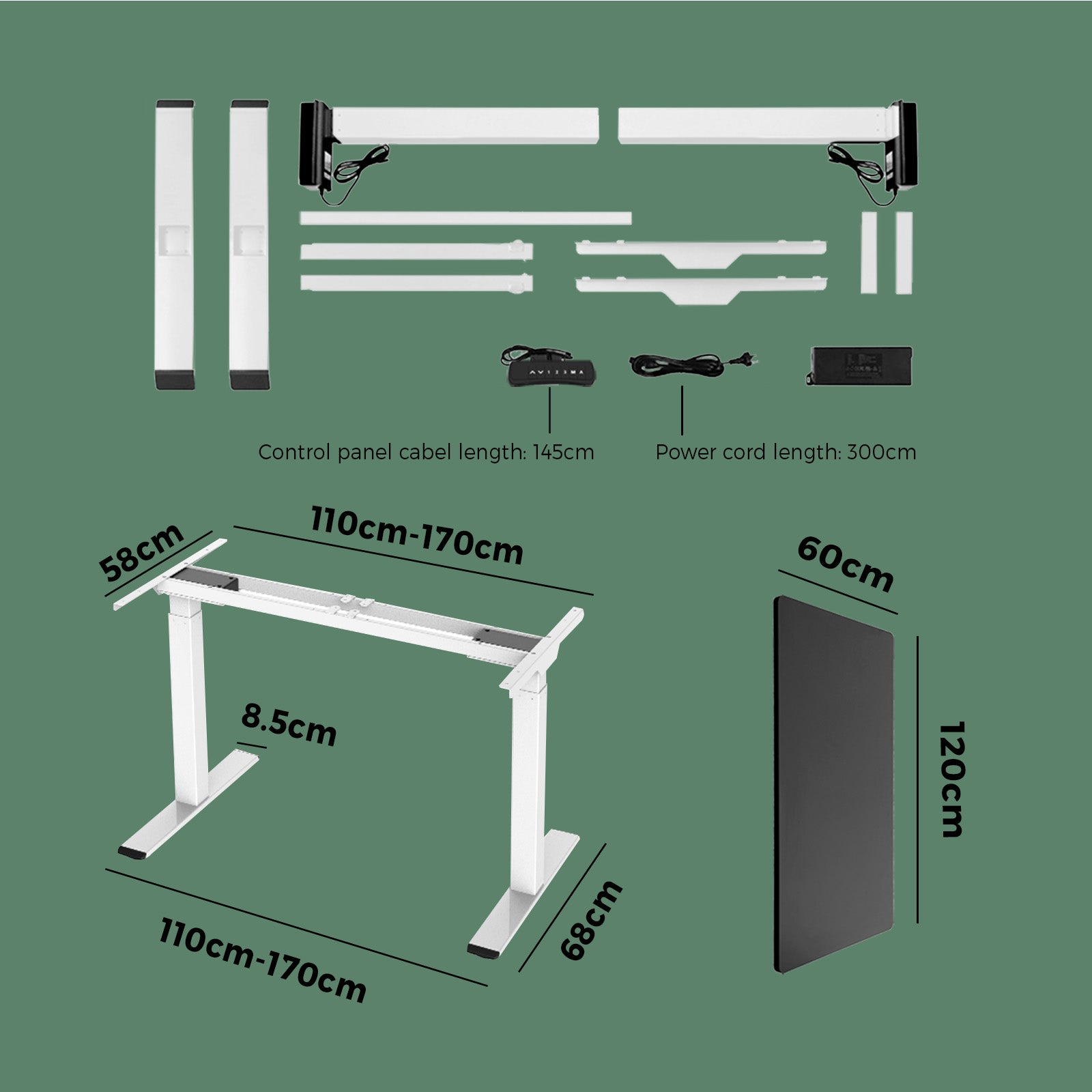 Oikiture Standing Desk Height Adjustable Motorised Sit Stand Table Dual Motor - Sunyee