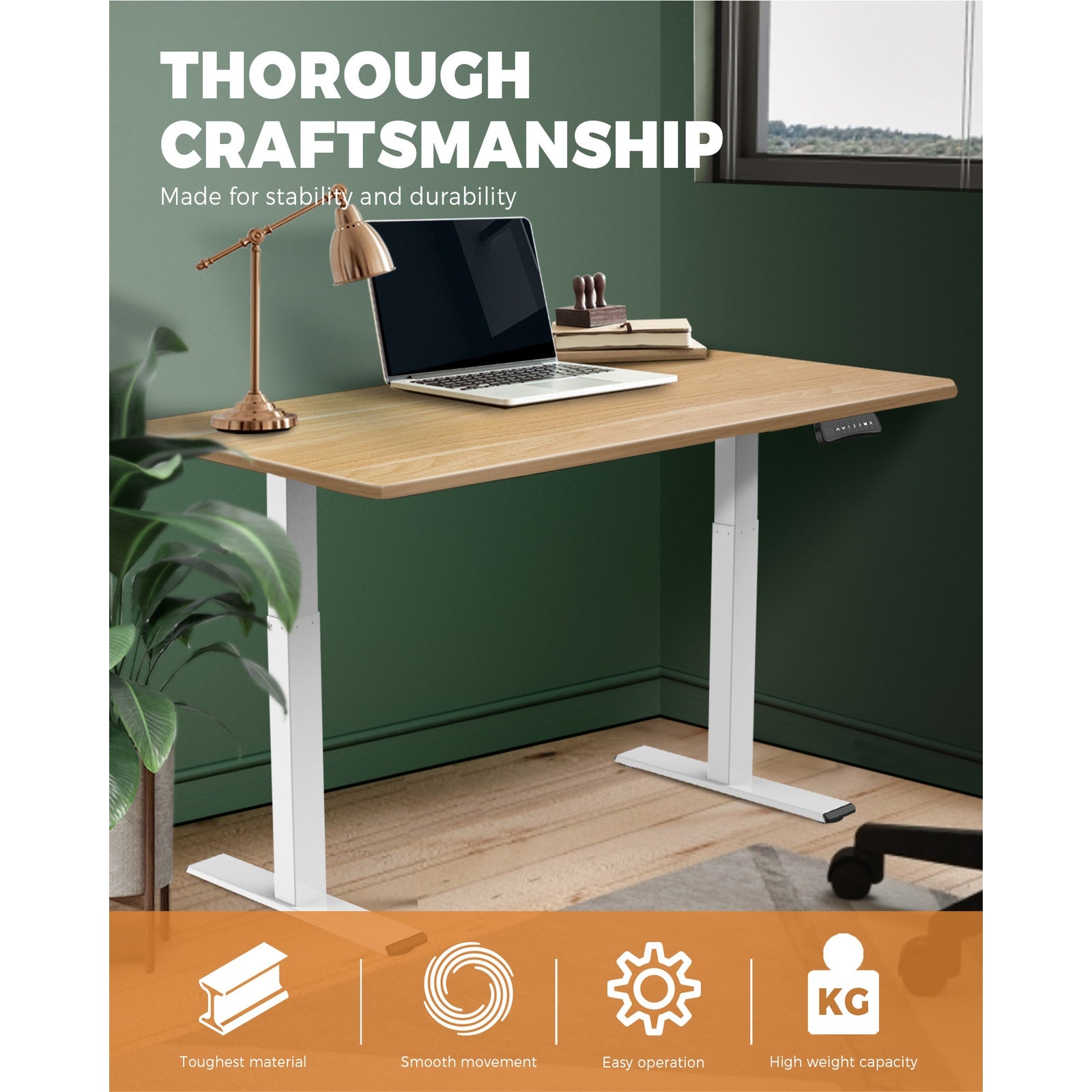 Oikiture Standing Desk Height Adjustable Dual Motor Electric Stand Table Oak - Sunyee