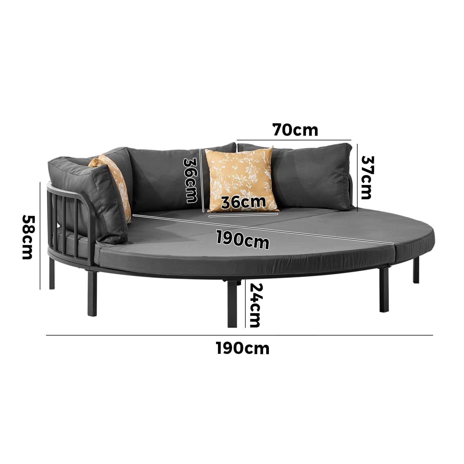 Livsip Outdoor Round Daybed Large Sun Lounge Setting Furniture Lounger Sofa - Sunyee