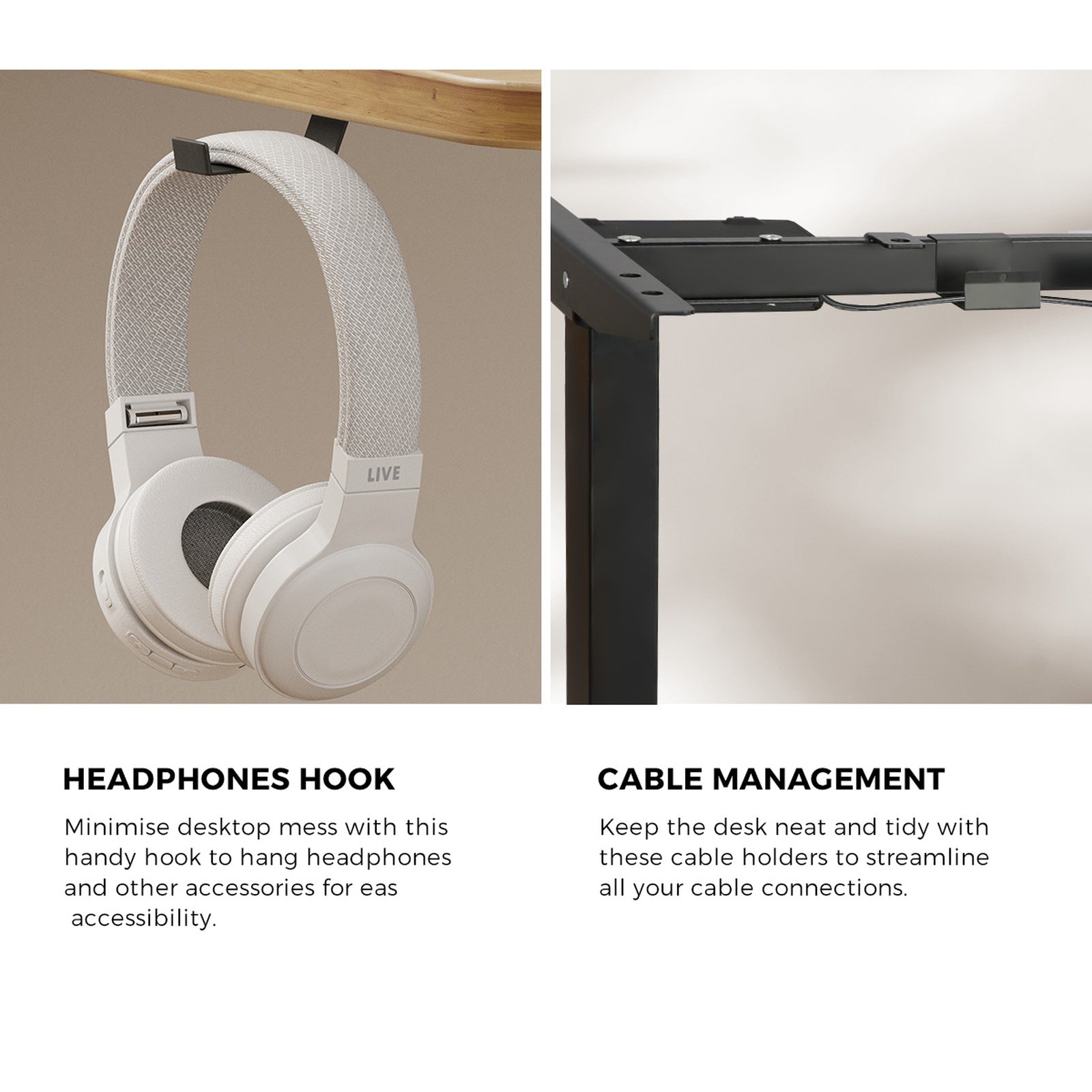 Oikiture L-shape Electric Standing Desk Single Motor Black Frame 145CM Desktop - Sunyee