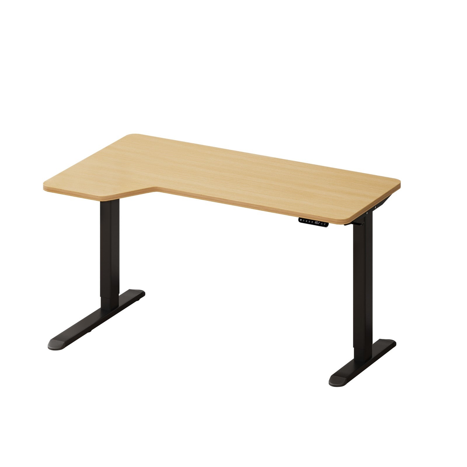 Oikiture L-shape Electric Standing Desk Single Motor Black Frame 145CM Desktop - Sunyee