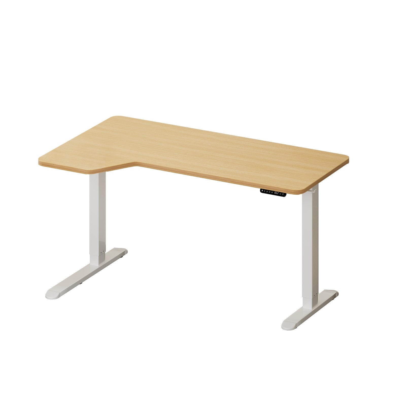Oikiture L-shape Electric Standing Desk Single Motor Black Frame 145CM Desktop - Sunyee