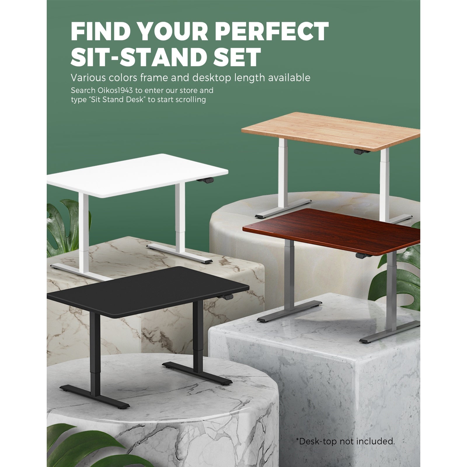 Oikiture Standing Desk Height Adjustable Sit Stand Motorised Electric Frame Only - Sunyee