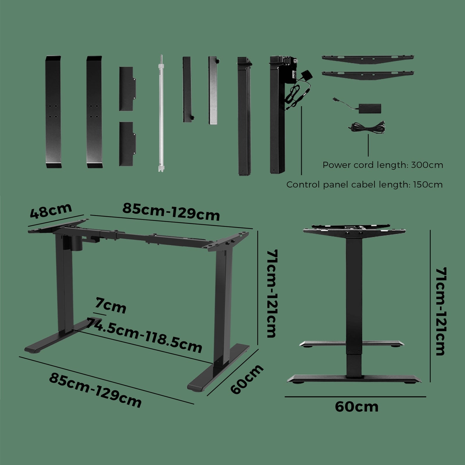 Oikiture Standing Desk Height Adjustable Sit Stand Motorised Electric Frame Only