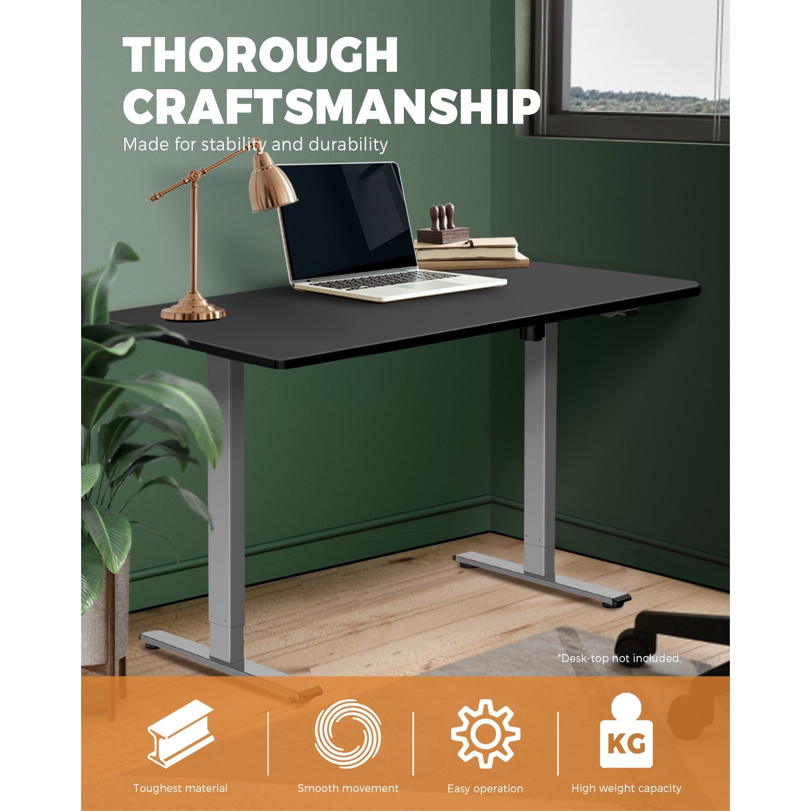 Oikiture Standing Desk Frame Height Adjustable Sit Table Leg Motorised Stand - Sunyee