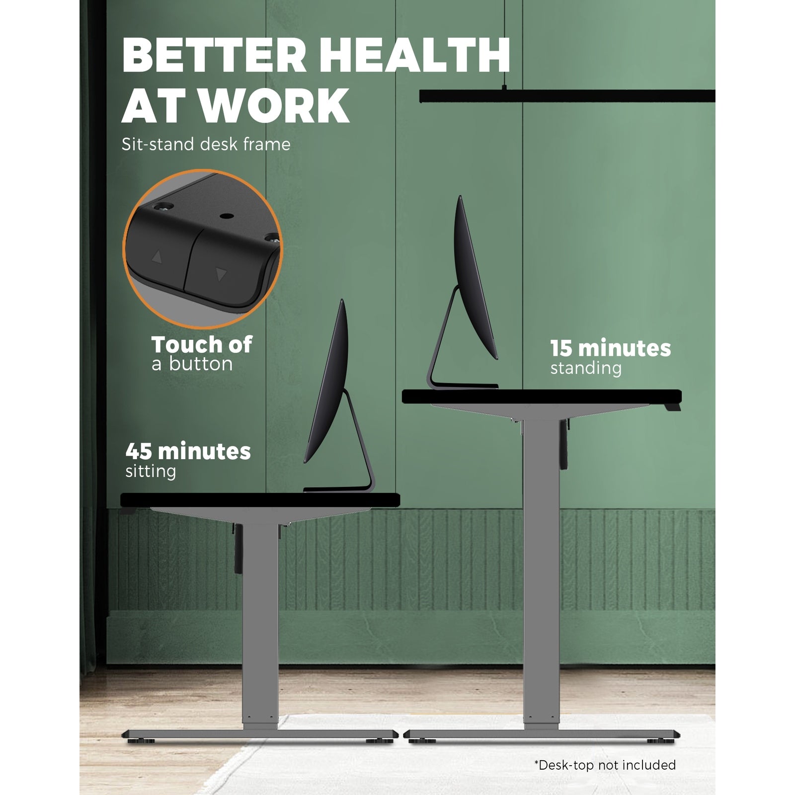 Oikiture Standing Desk Frame Height Adjustable Sit Table Leg Motorised Stand - Sunyee