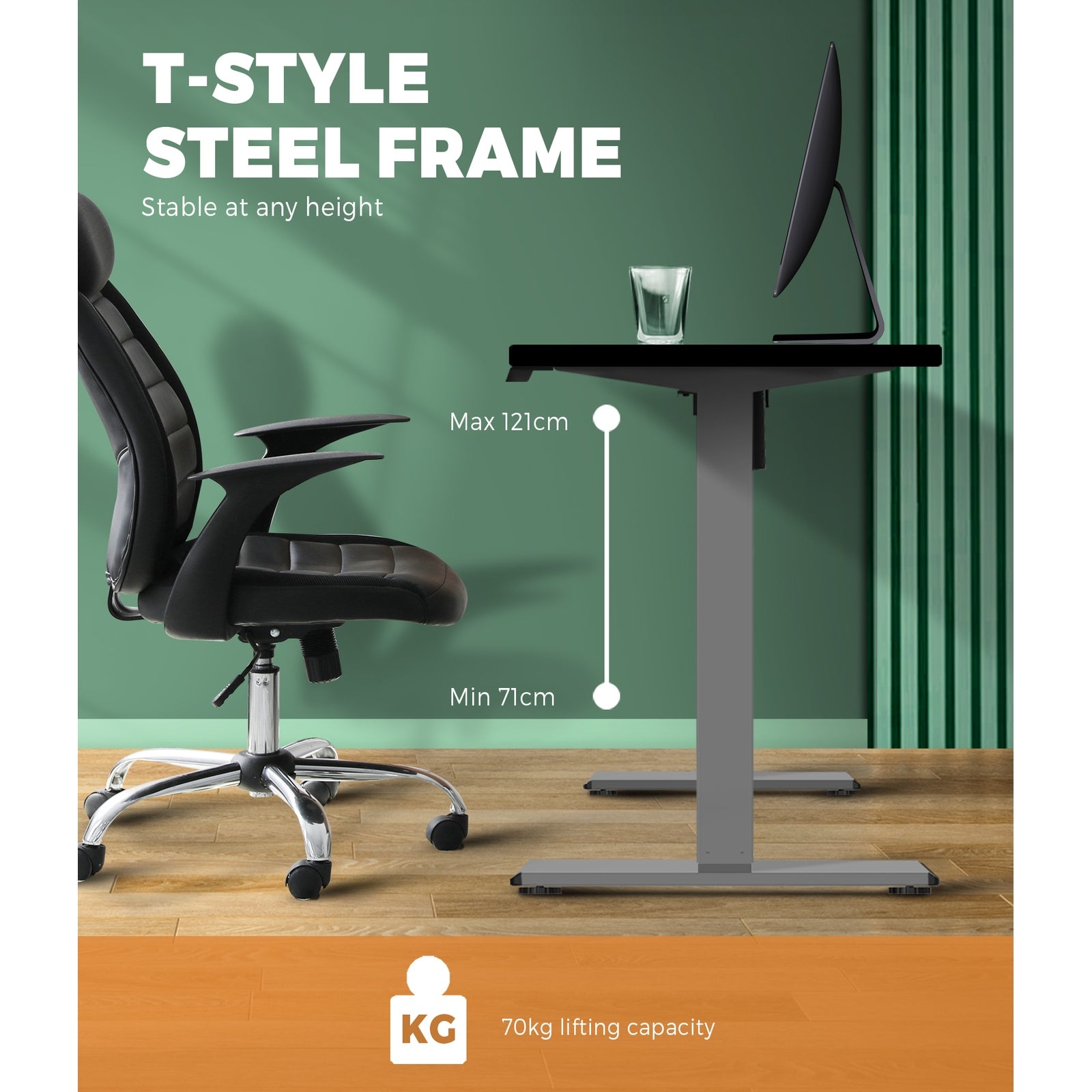 Oikiture Standing Desk Frame Height Adjustable Sit Table Leg Motorised Stand - Sunyee