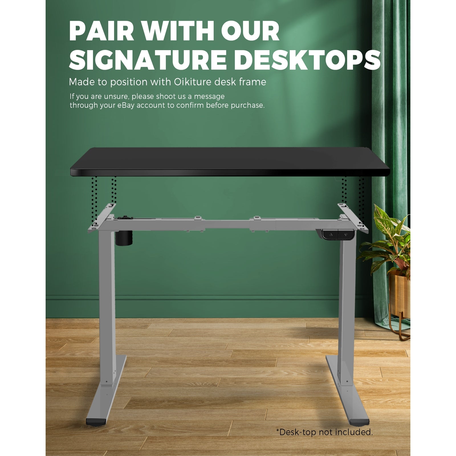 Oikiture Standing Desk Frame Height Adjustable Sit Table Leg Motorised Stand - Sunyee