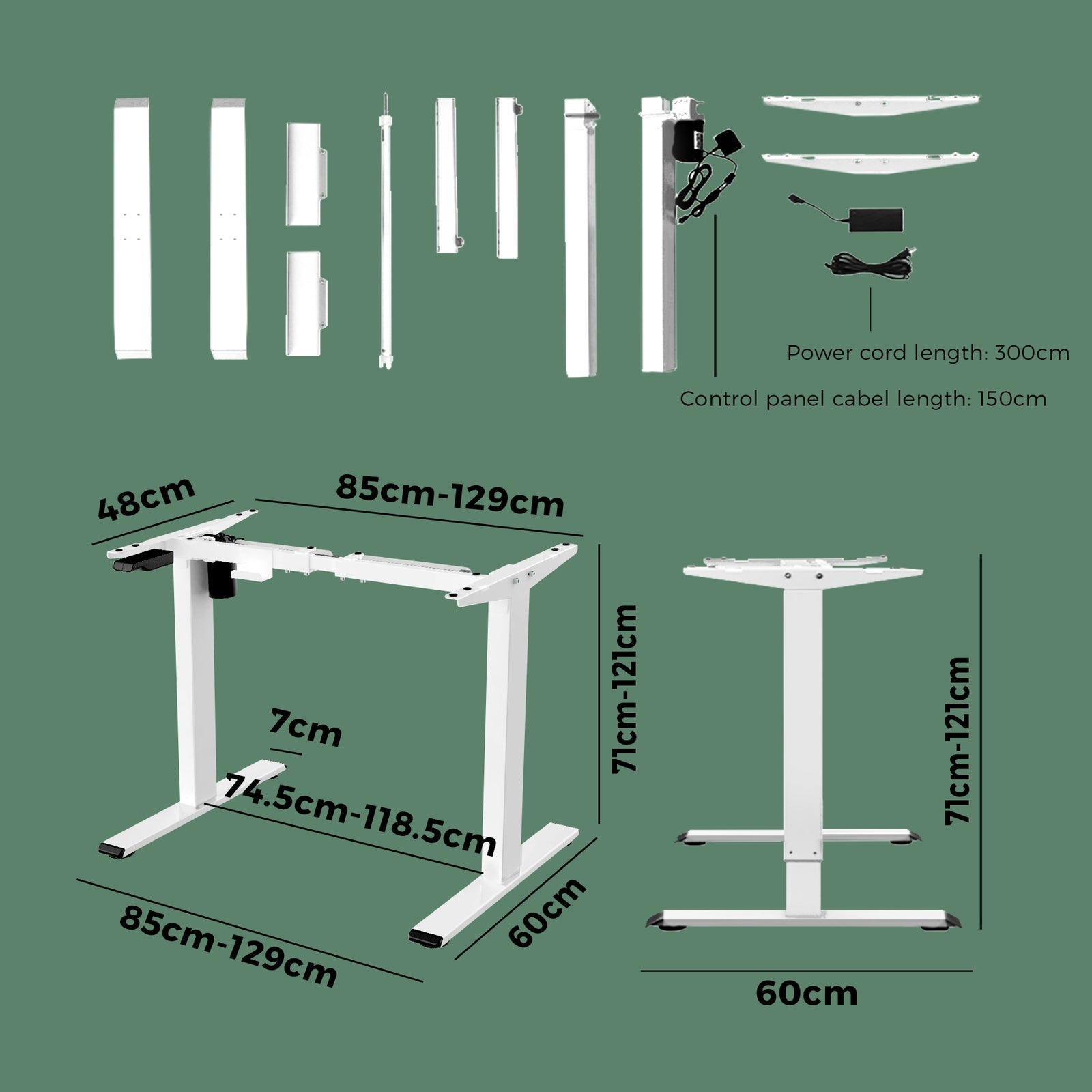 Oikiture Standing Desk Motorised Electric Sit Stand Height Adjustable Frame Only - Sunyee