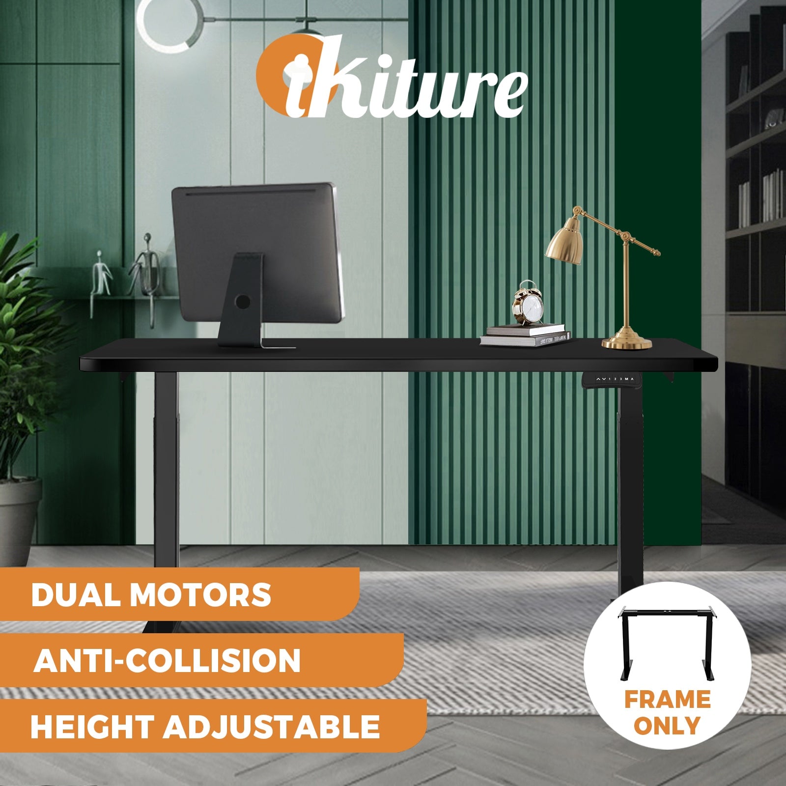 Oikiture Standing Desk Motorised Height Adjustable Stand Office Computer Table - Sunyee