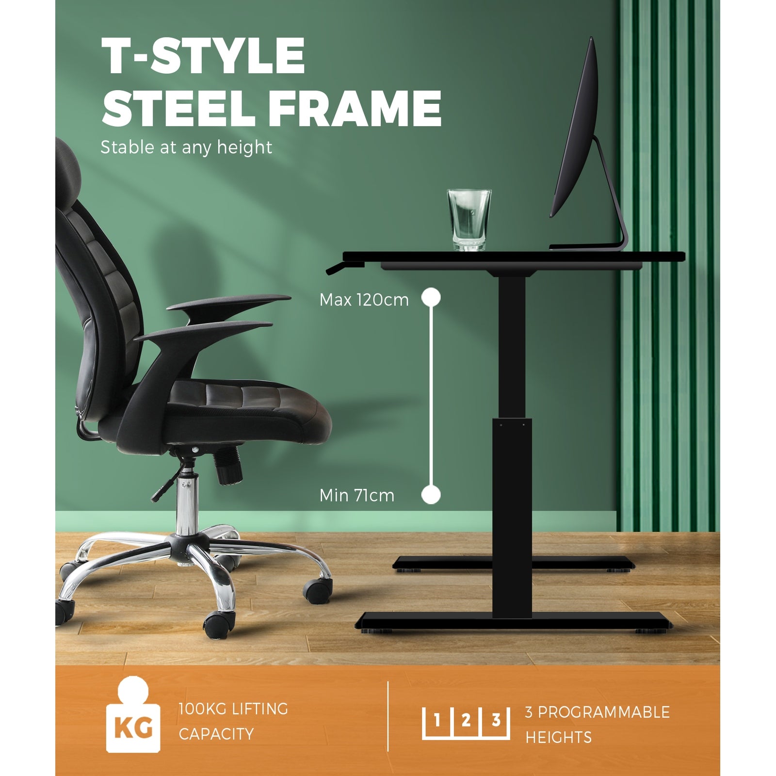 Oikiture Standing Desk Sit Stand Height Adjustable Office Table Dual Motor Frame - Sunyee