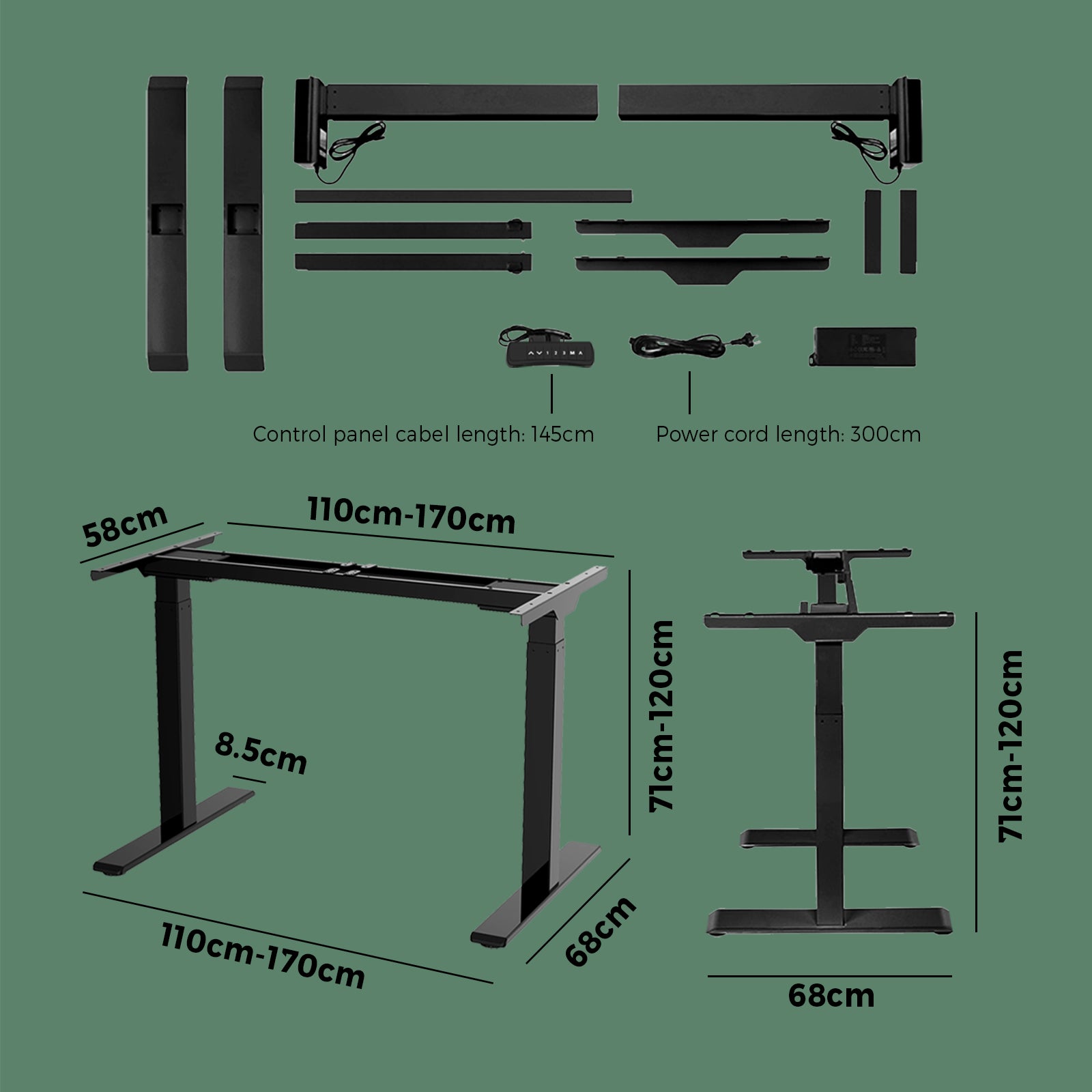 Oikiture Standing Desk Sit Stand Height Adjustable Office Table Dual Motor Frame - Sunyee