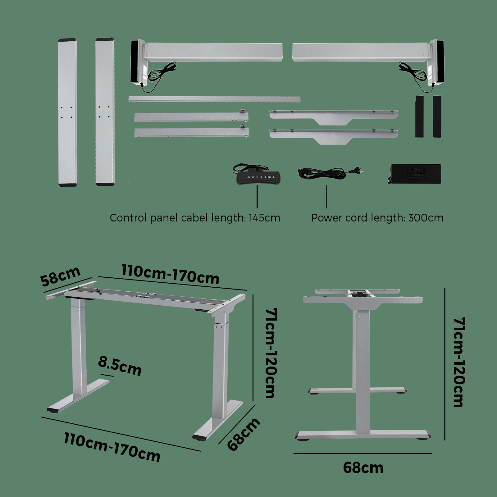 Oikiture Office Standing Desk Frame Sit Table Leg Motorised Dual Motor Stand - Sunyee