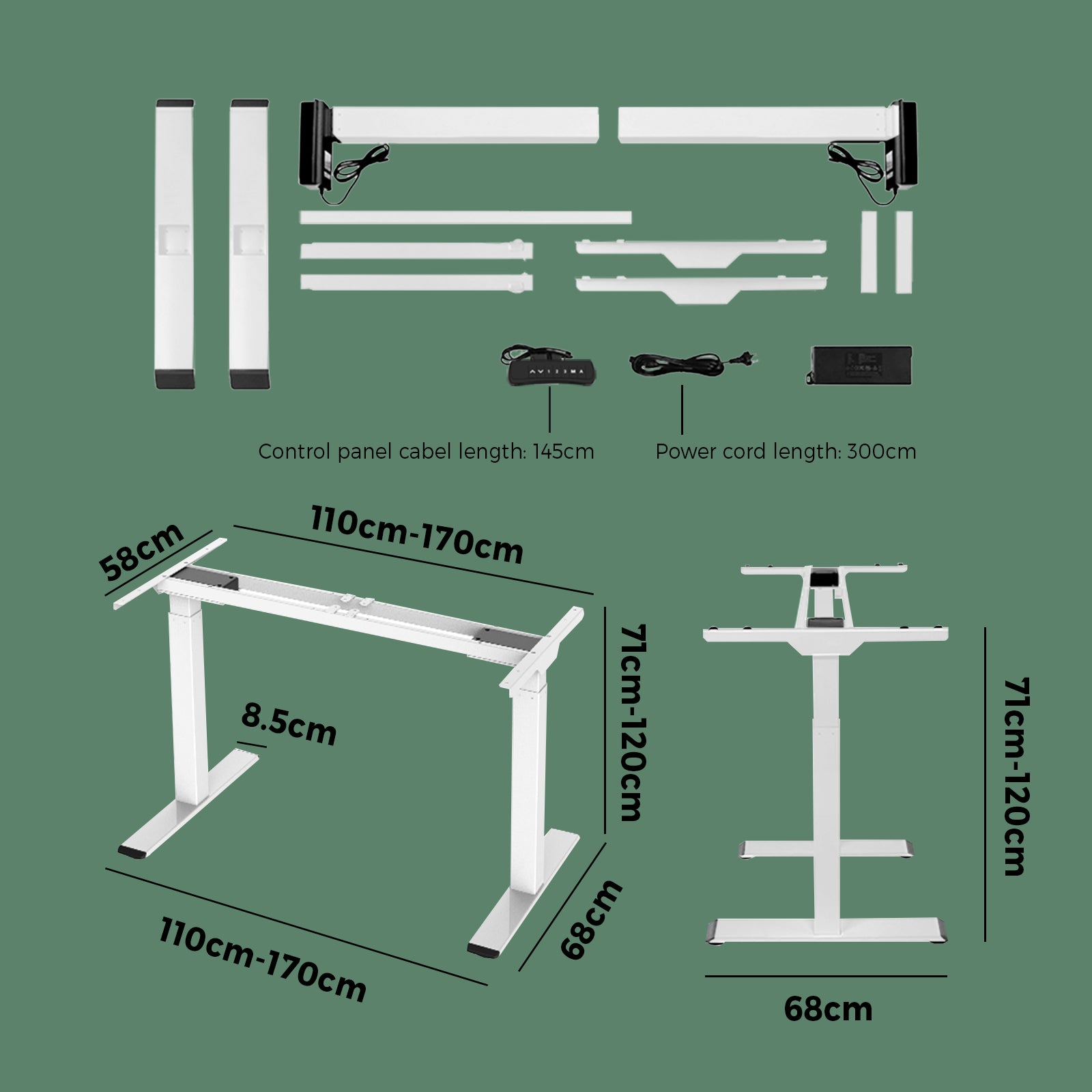 Oikiture Standing Desk Office Table Motorised Frame Sit Stand Up Dual Motor Home - Sunyee