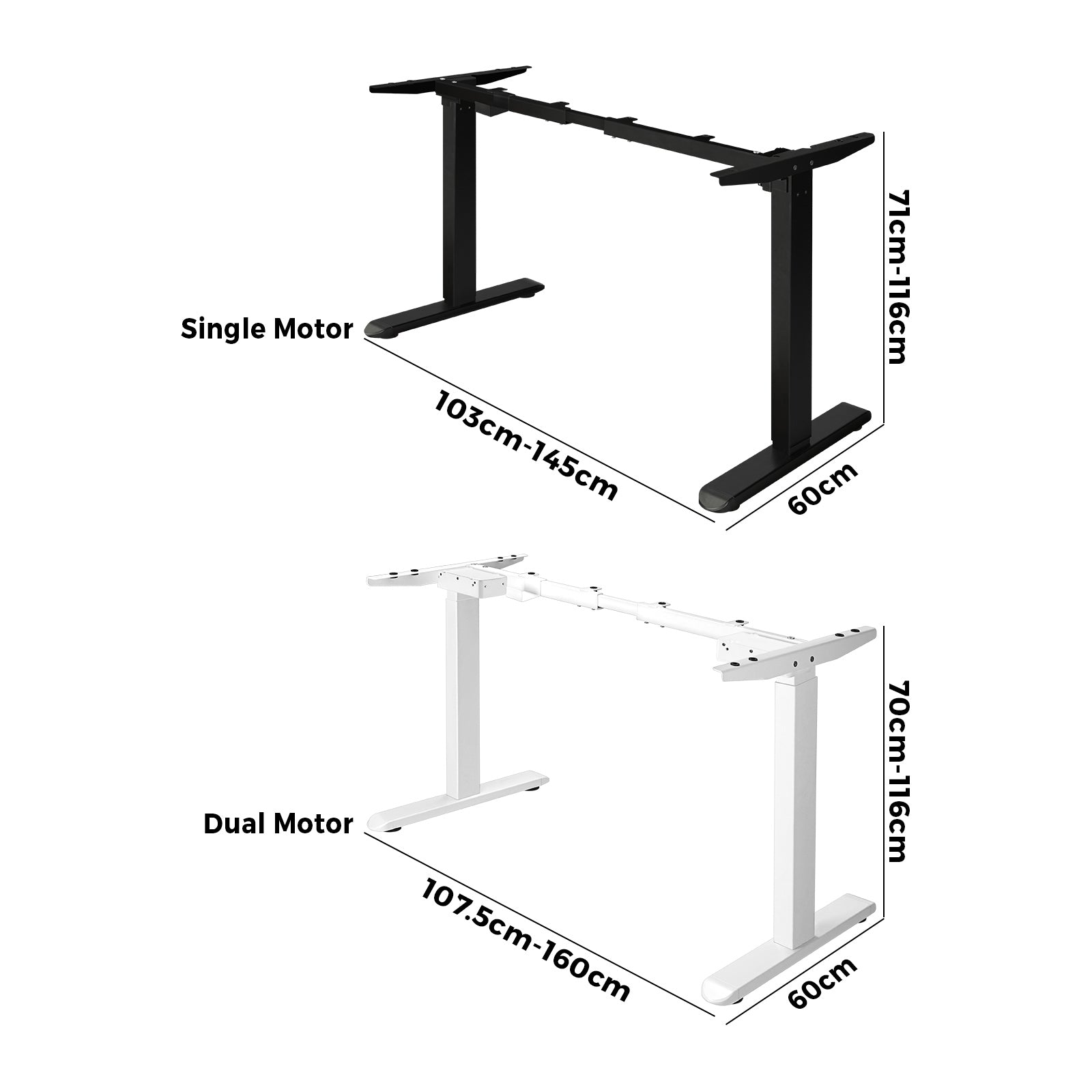 Oikiture Electric Standing Desk Leg Frame Dual/Single Motor - Sunyee
