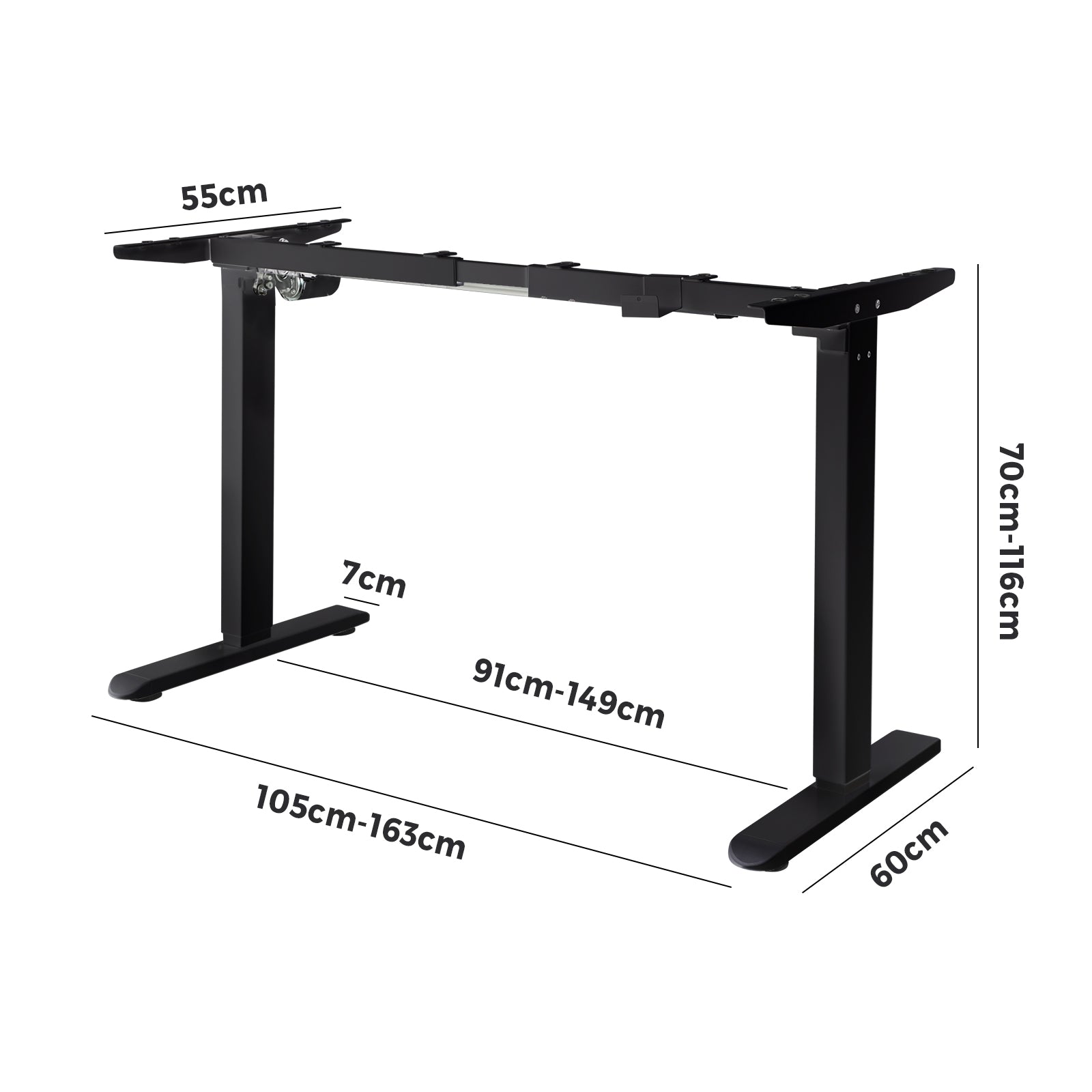 Oikiture Standing Desk Frame Only Height Adjustable Motorised Stand Table Black - Sunyee