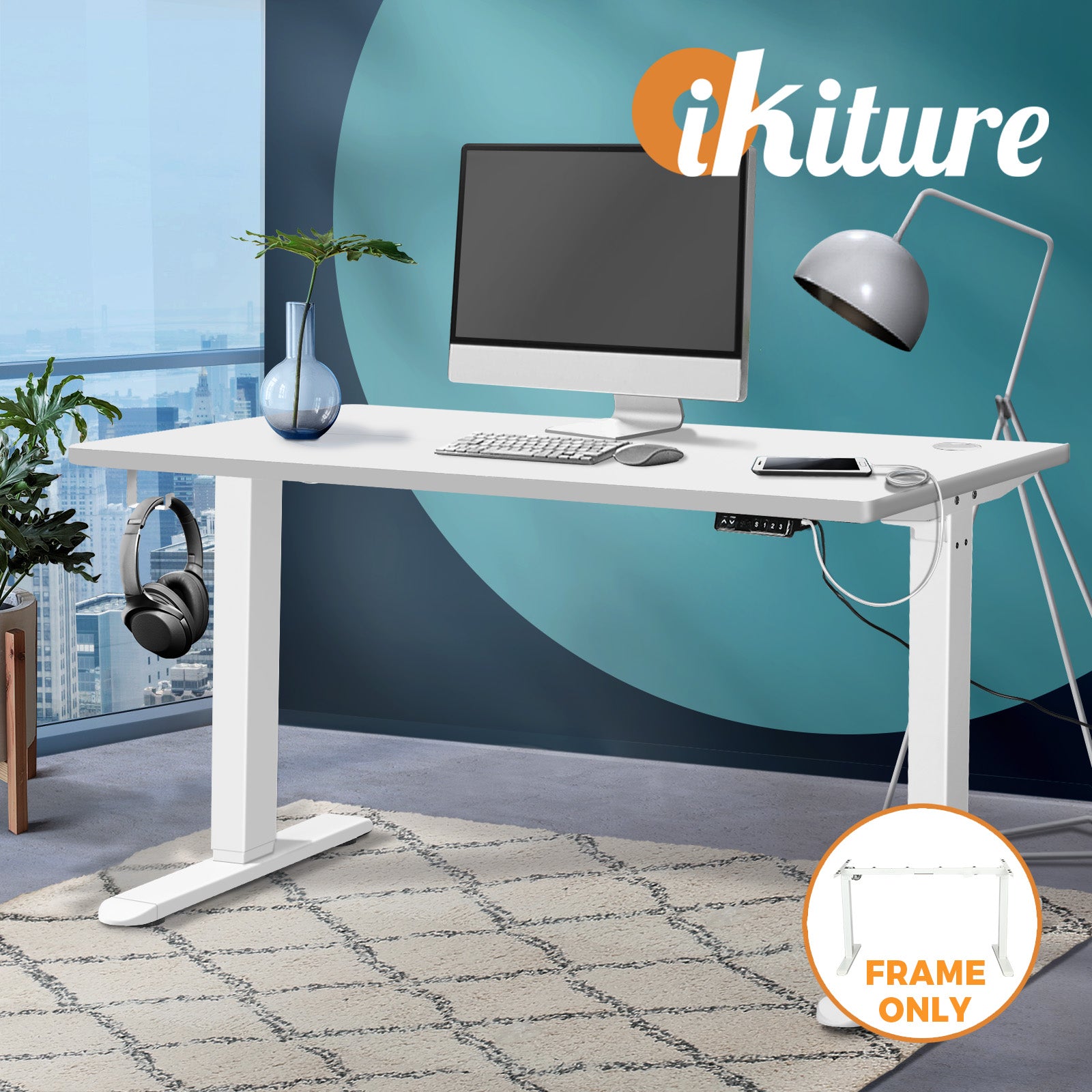 Oikiture Standing Desk Frame Only Height Adjustable Motorised Sit Stand Table - Sunyee