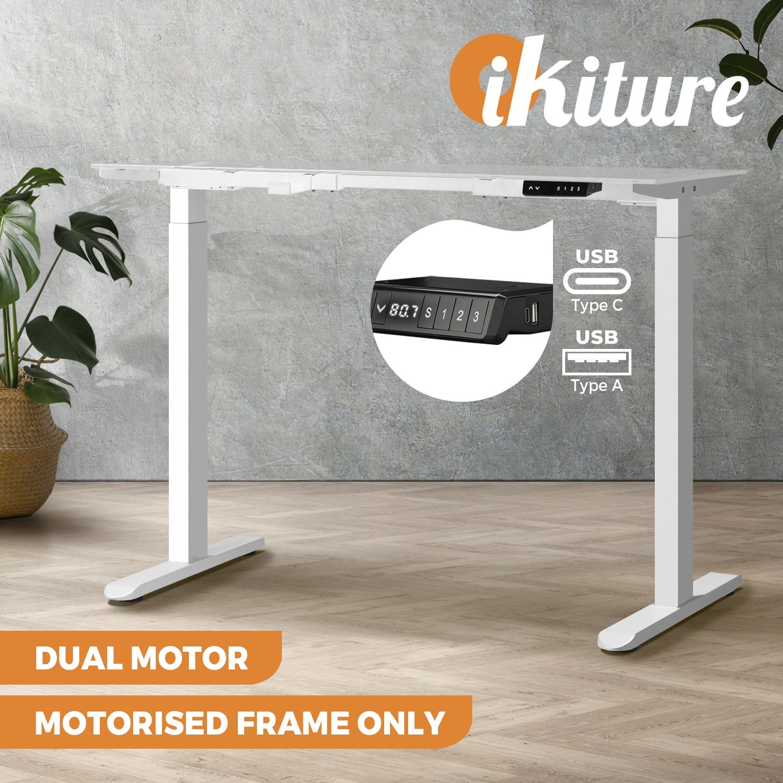 Oikiture Electric Standing Desk Frame Only Dual/Single Motor Height Adjustable - Sunyee