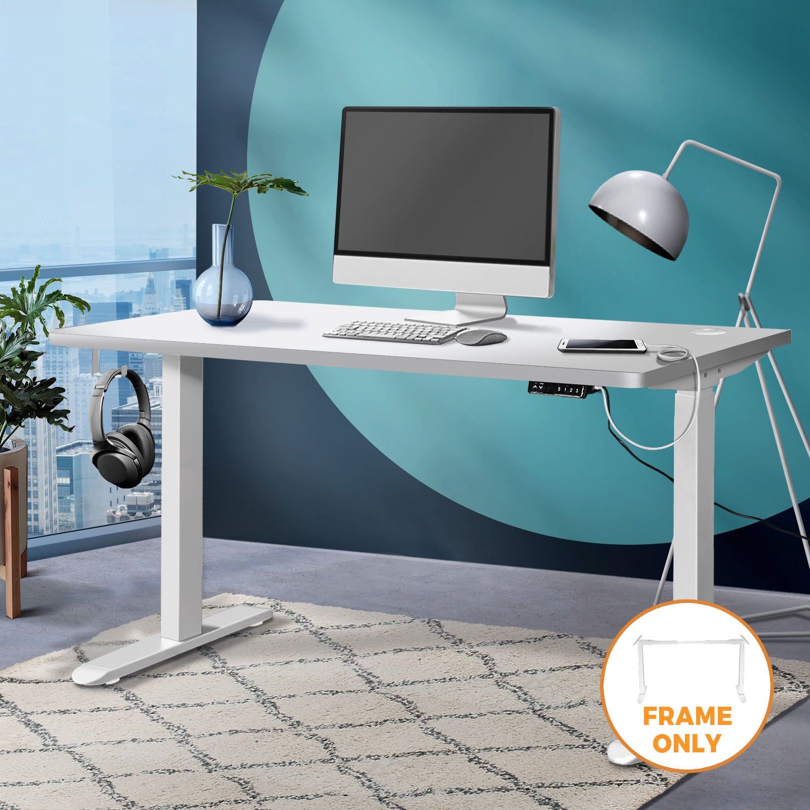 Oikiture Standing Desk Frame Only Height Adjustable Motorised Desk Dual Motor - Sunyee