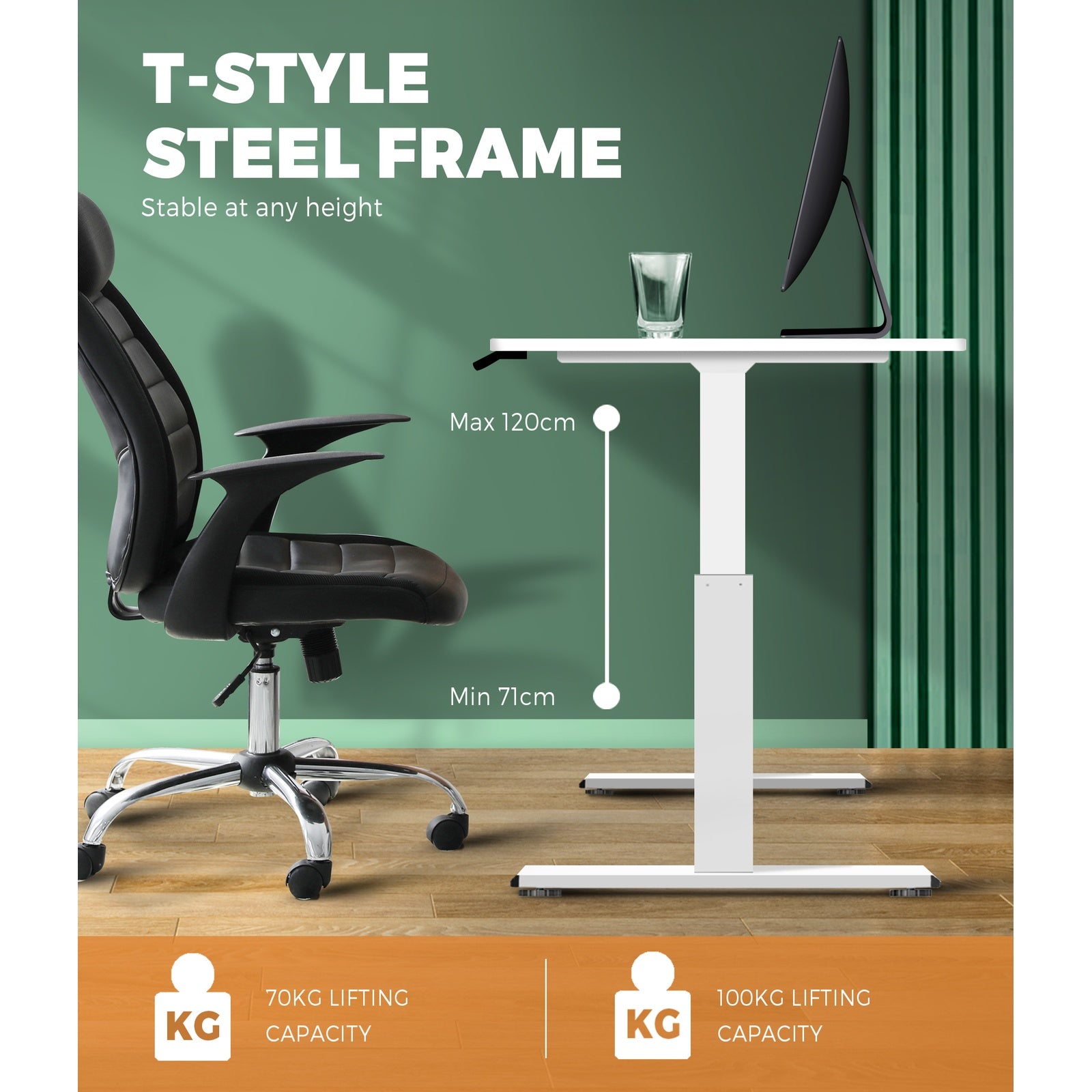 Oikiture Office Standing Desk Height Adjustable Sit Stand Motorised Frame Only - Sunyee