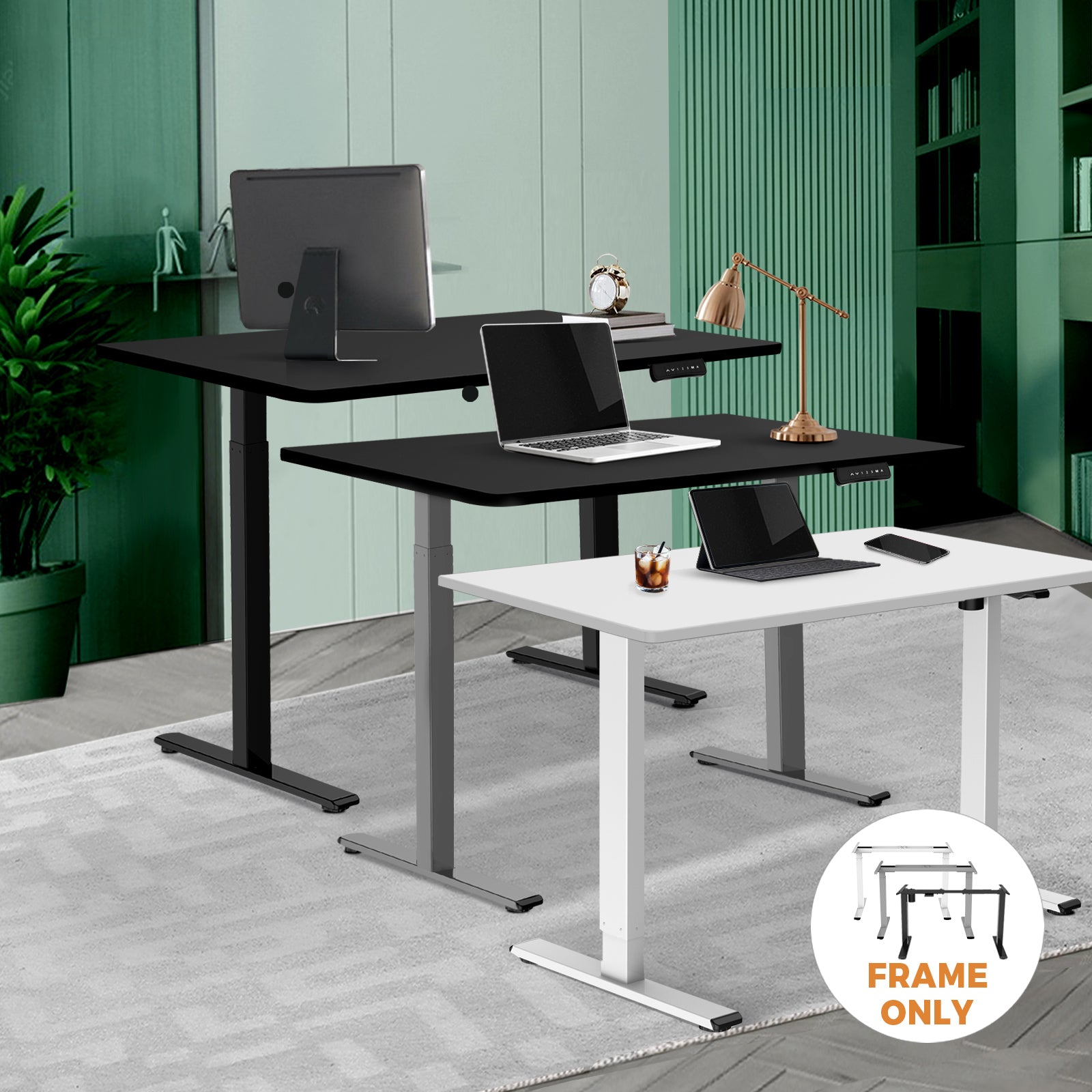Oikiture Office Standing Desk Height Adjustable Sit Stand Motorised Frame Only - Sunyee