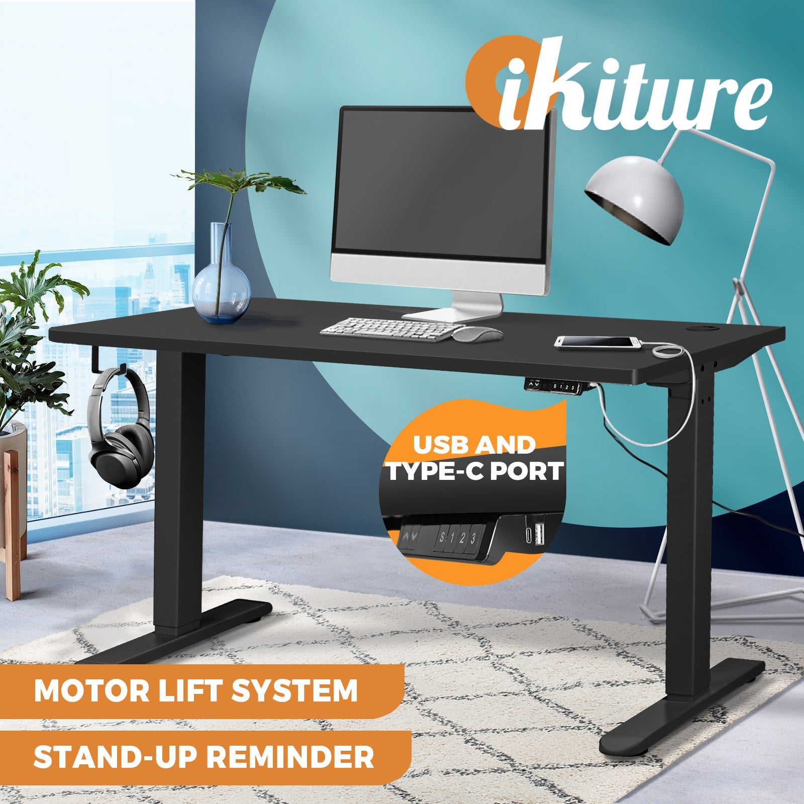 Oikiture Electric Standing Desk Motorised Height Adjustable Sit Stand Table - Sunyee