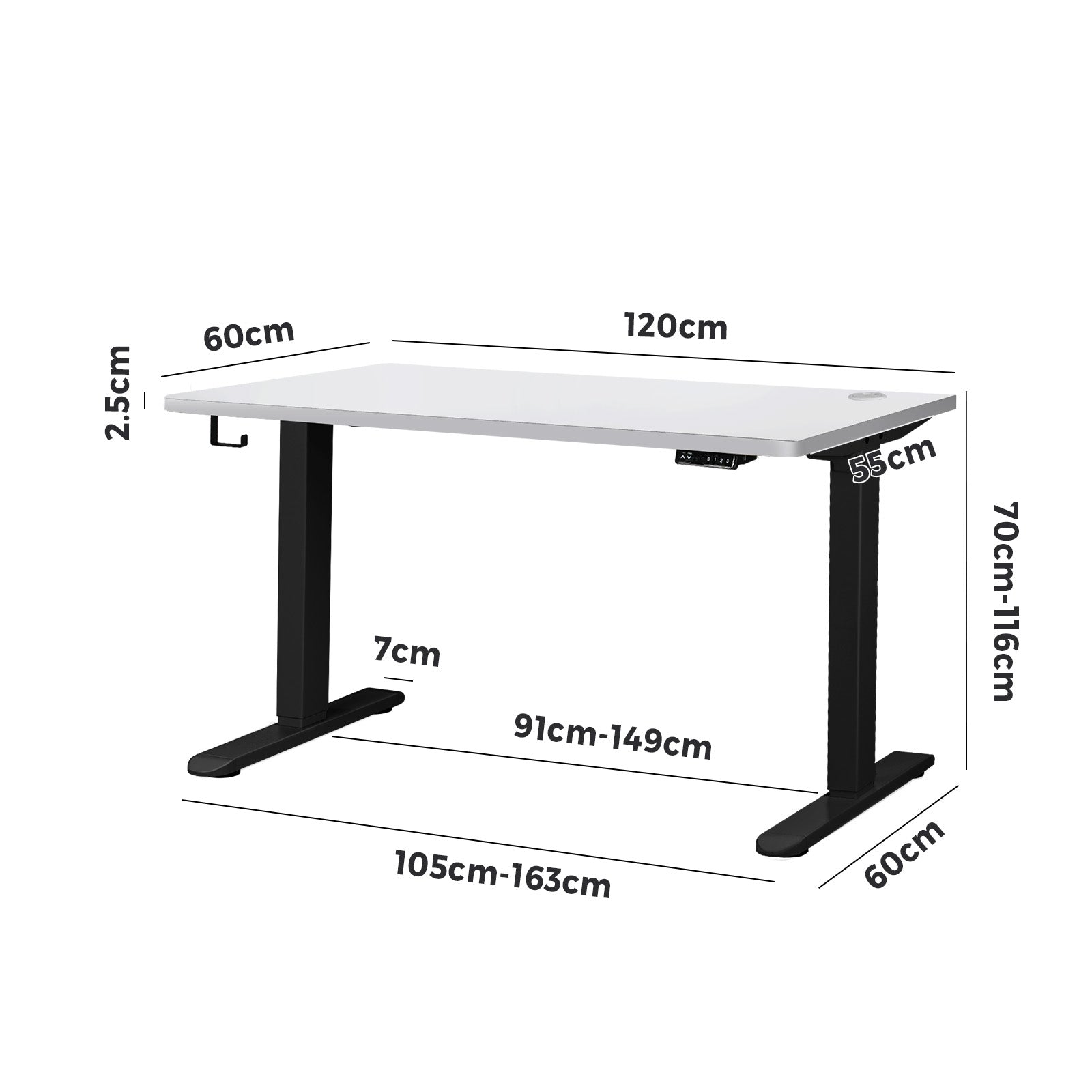 Oikiture Standing Desk Electric Motorised Sit Stand Up Height Adjustable 120cm - Sunyee