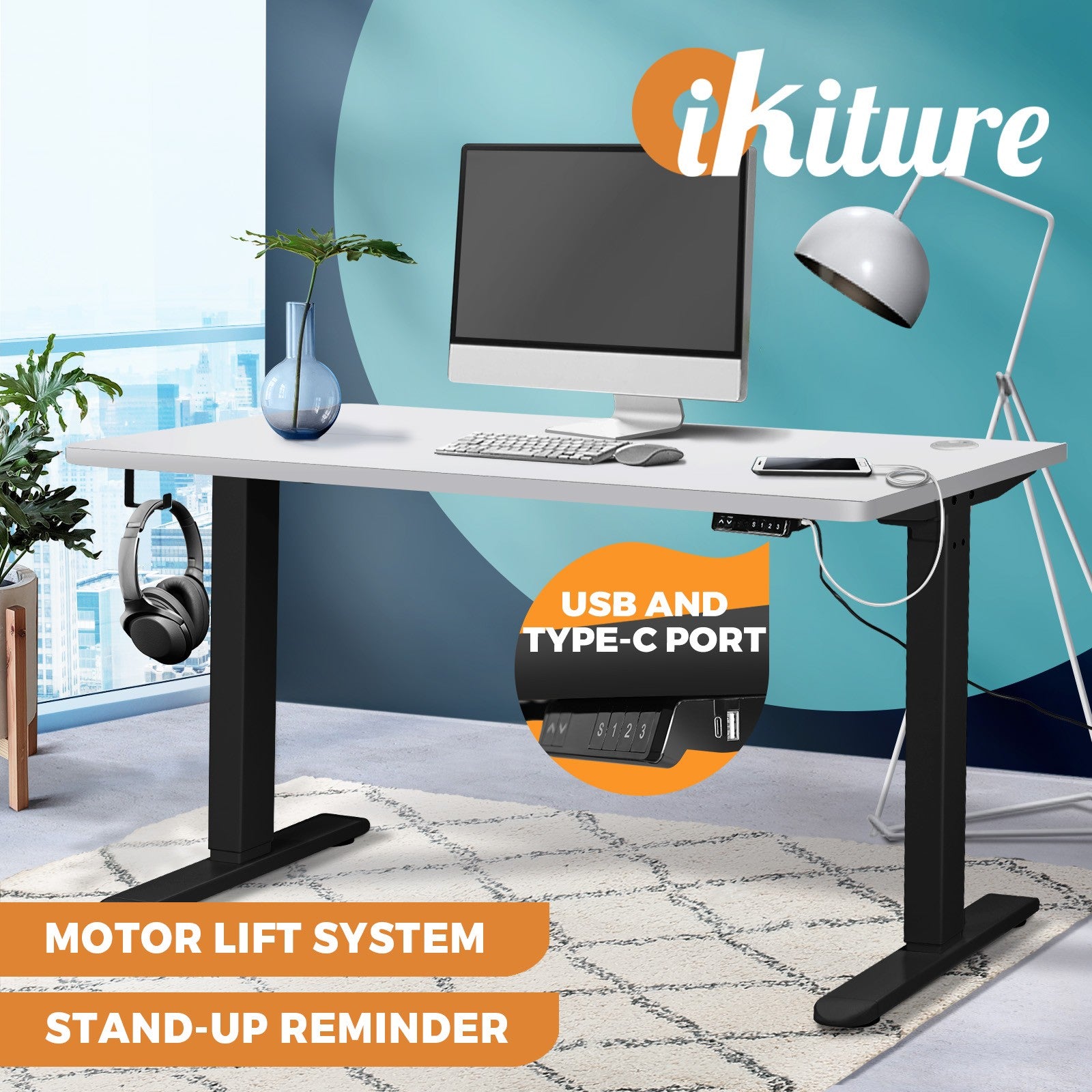 Oikiture Electric Standing Desk Motorised Height Adjustable Sit Stand Table - Sunyee