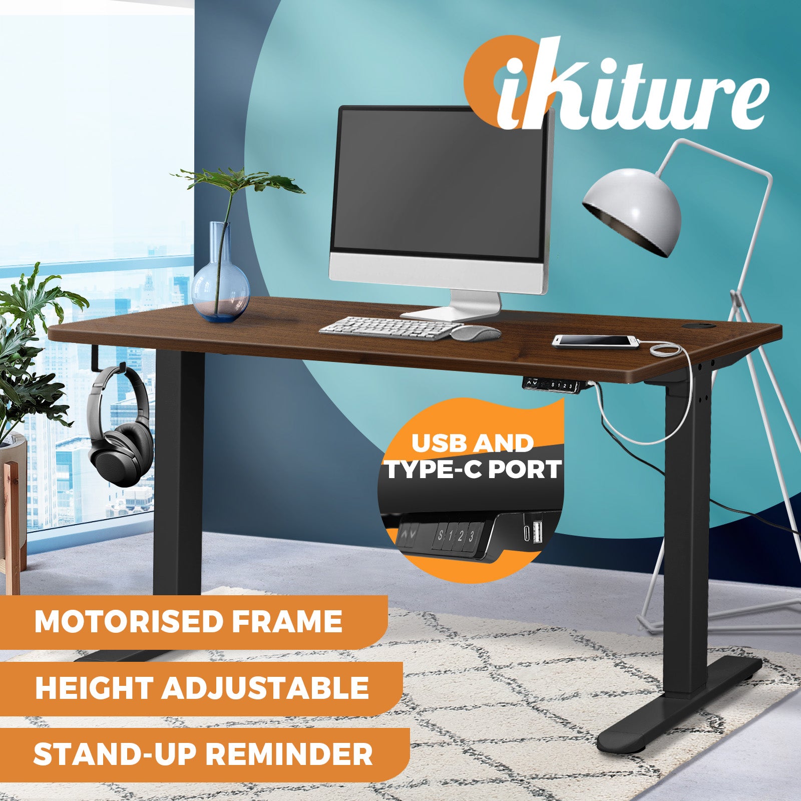 Oikiture Standing Desk Height Adjustable Motorised Electric Sit Stand Table - Sunyee