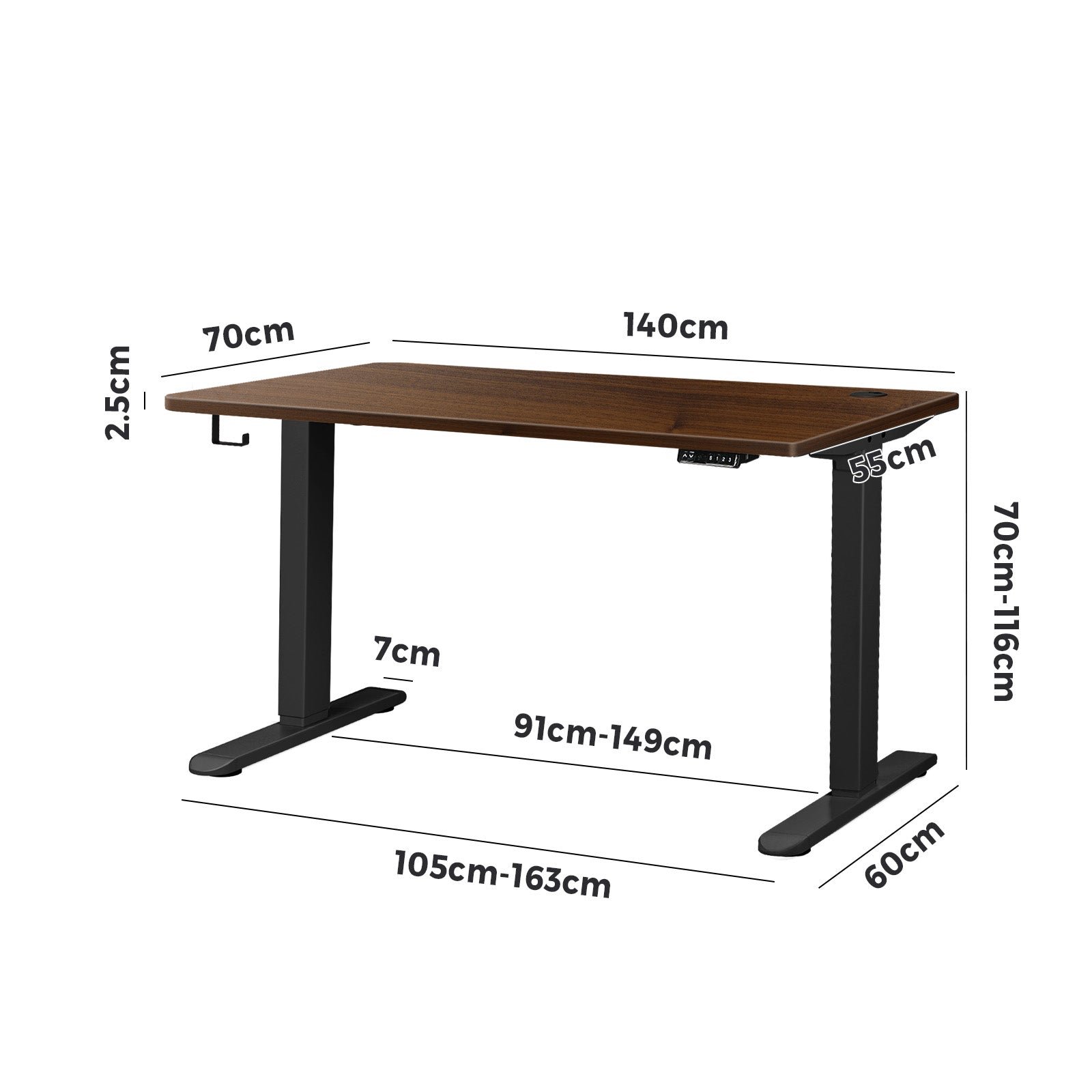 Oikiture Standing Desk Height Adjustable Electric Motorised Sit Stand Table 140cm - Sunyee