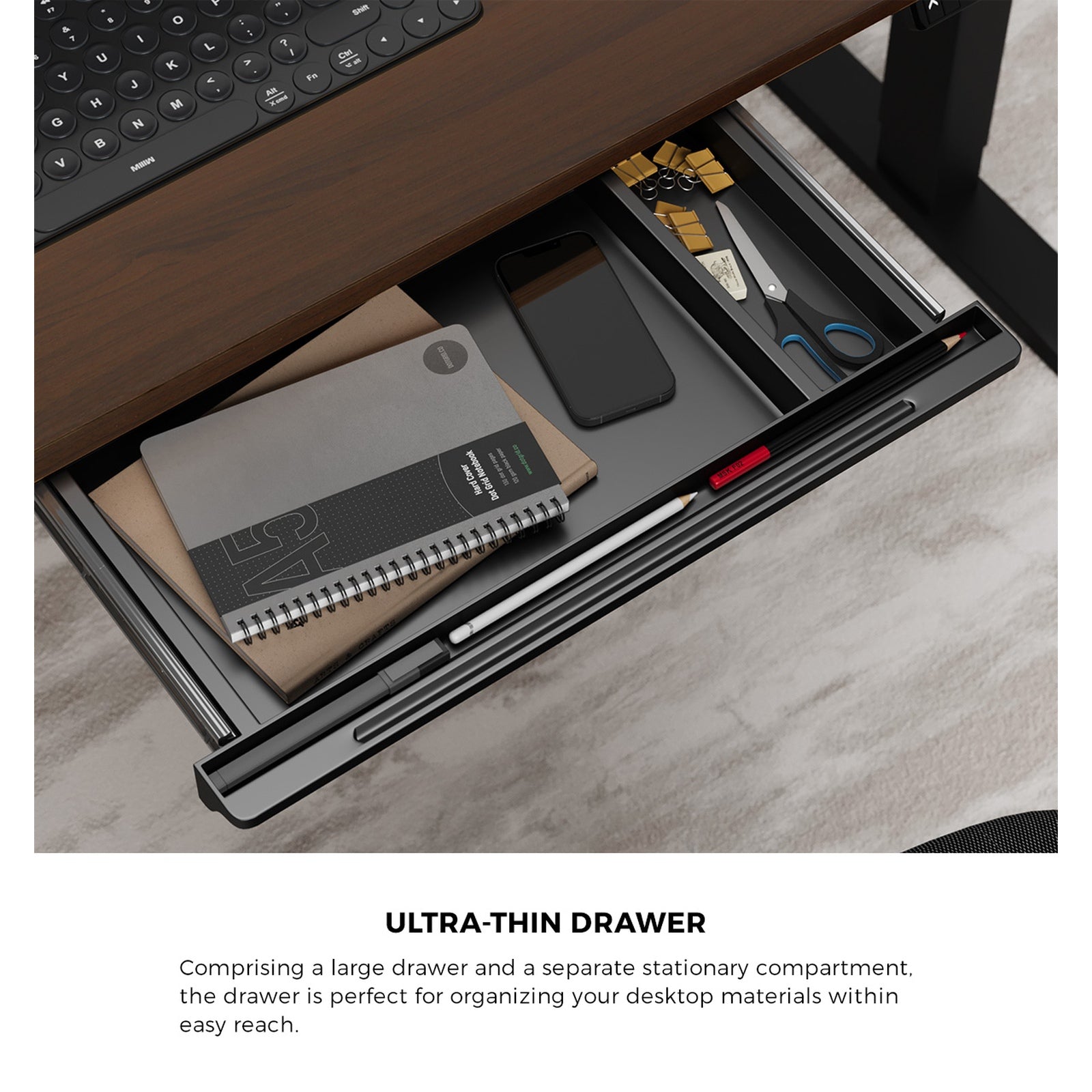 Oikiture 160cm Standing Desk With Drawer Motorized Adjustable Office Table Black - Sunyee