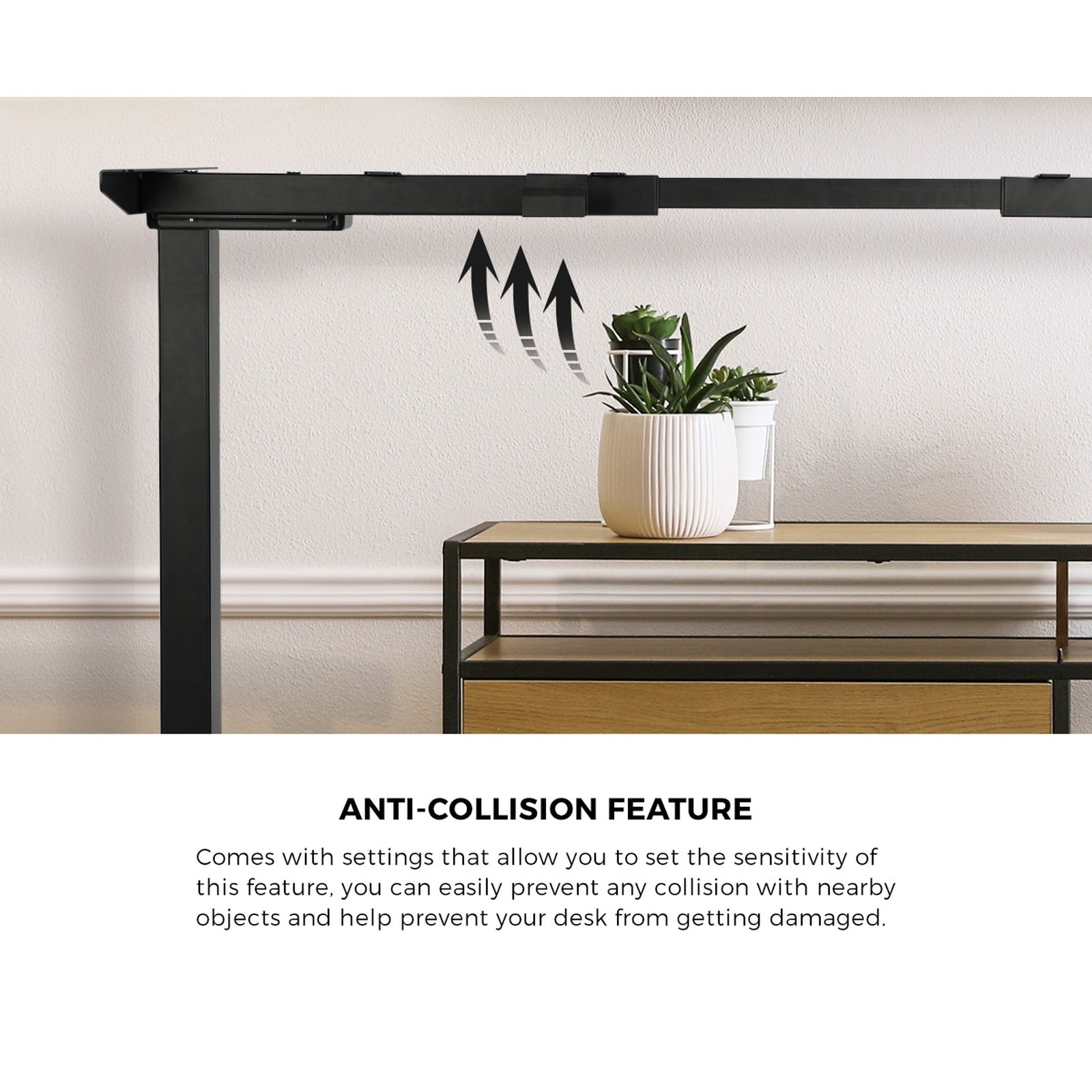 Oikiture 160cm Standing Desk With Drawer Motorized Adjustable Office Table Black - Sunyee