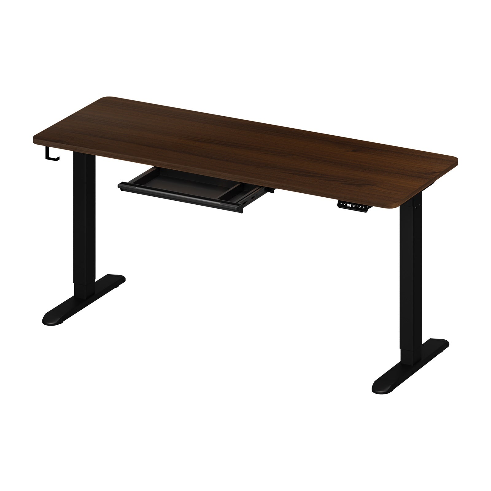 Oikiture 160cm Standing Desk With Drawer Motorized Adjustable Office Table Black - Sunyee