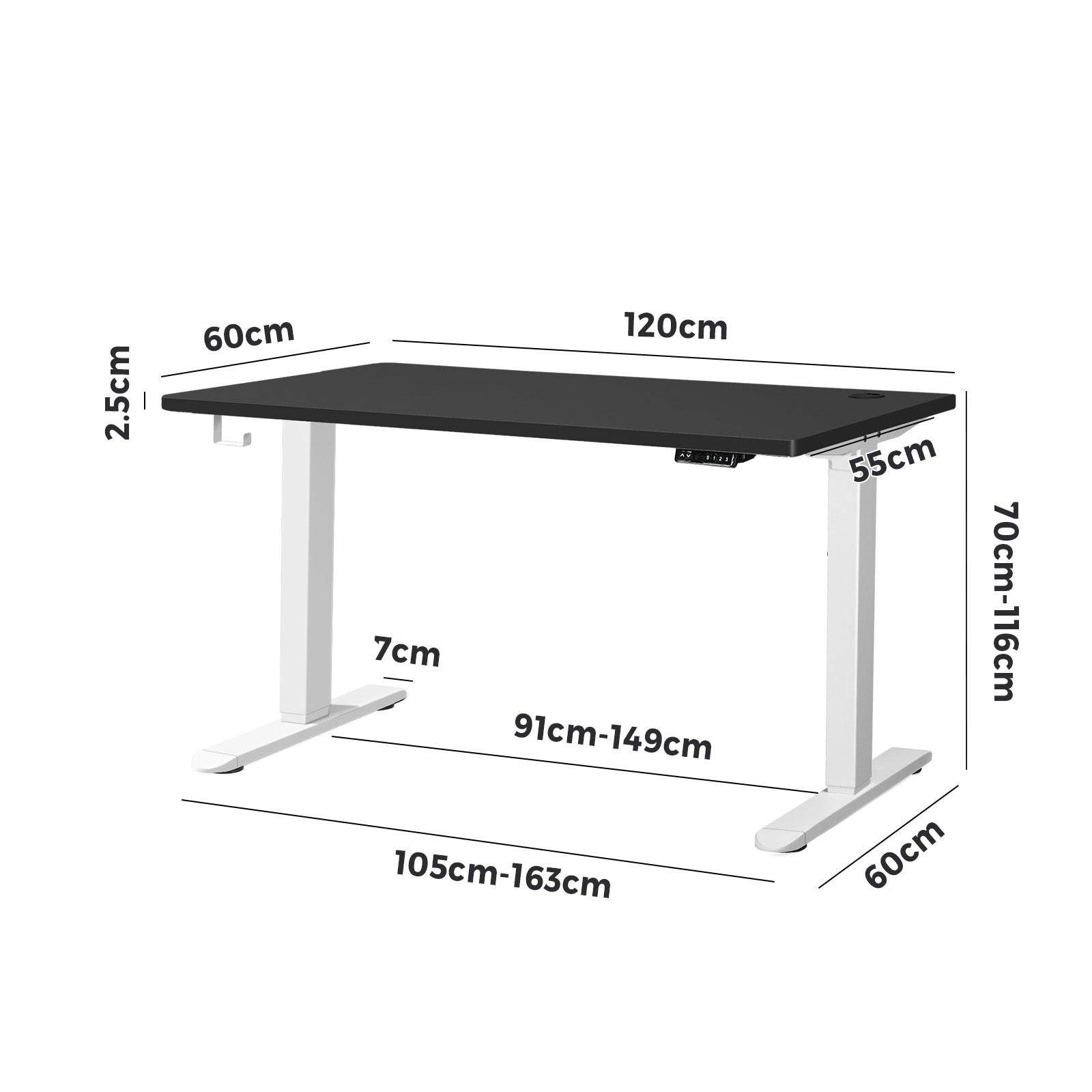 Oikiture Standing Desk Motorised Electric Sit Stand Table Height Adjustable 120cm - Sunyee