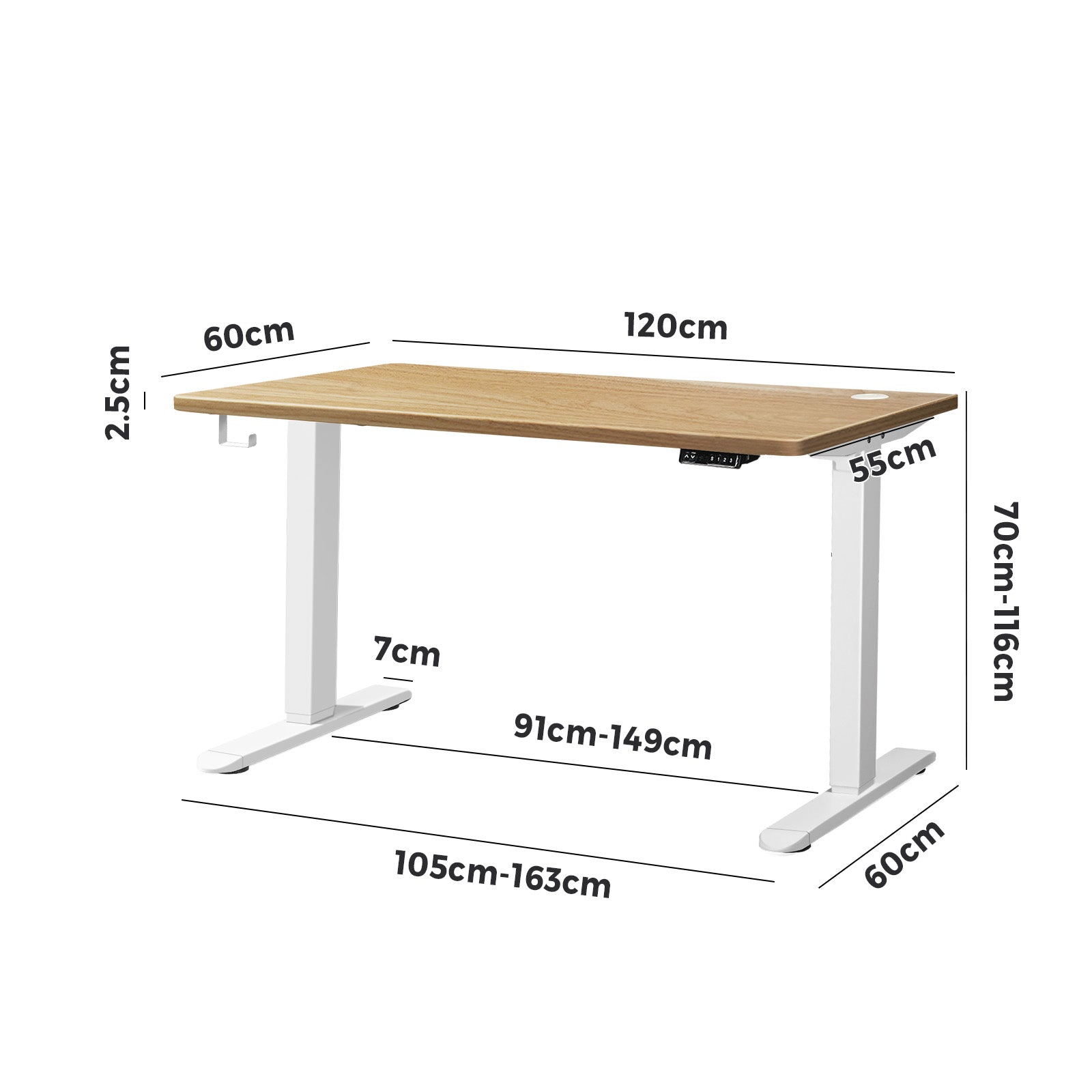 Oikiture Height Adjustable Standing Desk Electric Motorised Sit Stand Up 120cm - Sunyee
