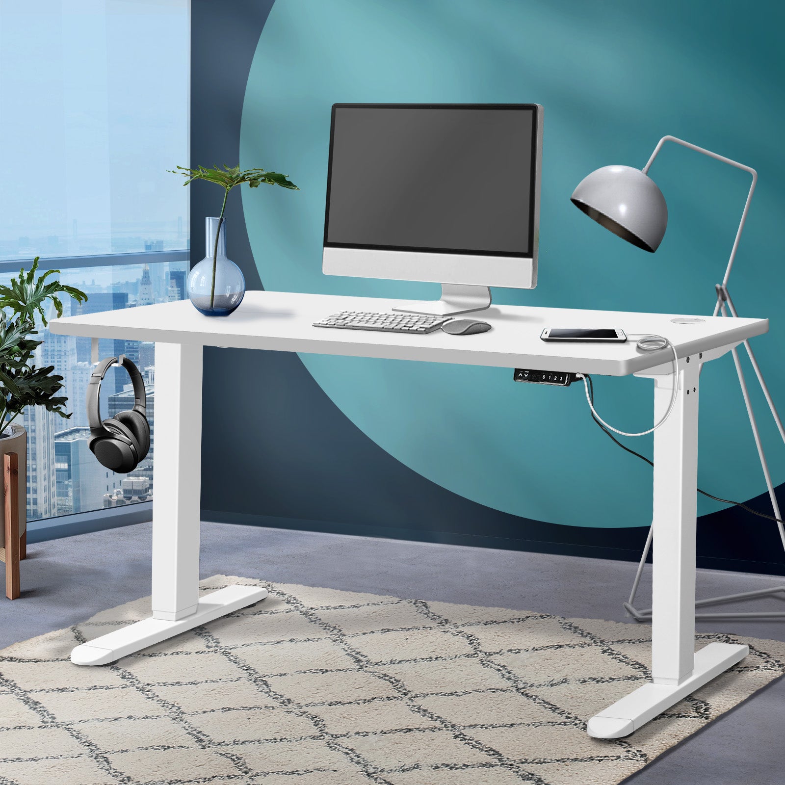 Oikiture Standing Desk Height Adjustable Motorised Electric Sit Stand Table 120cm - Sunyee