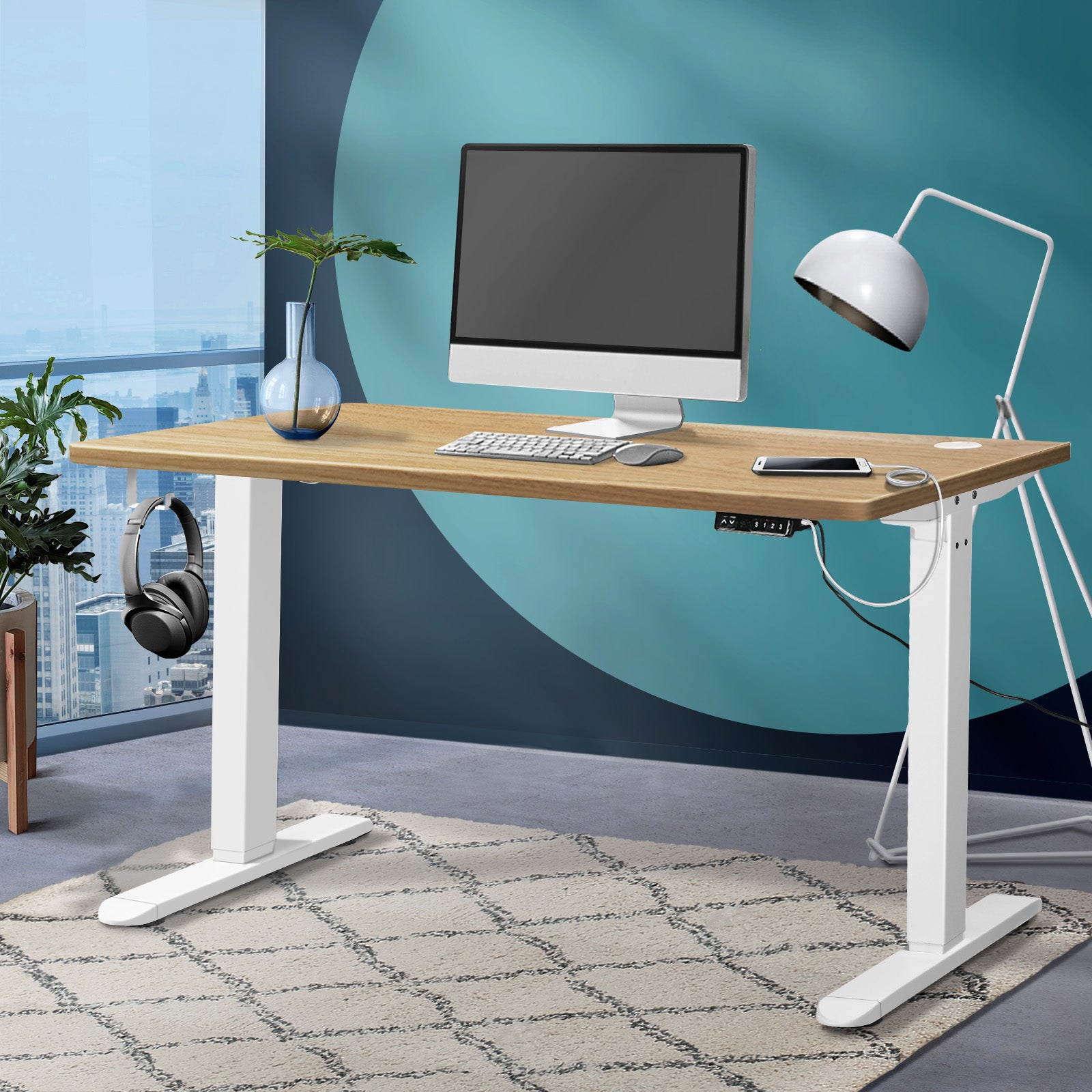 Oikiture Height Adjustable Standing Desk Electric Motorised Sit Stand Up 140cm - Sunyee