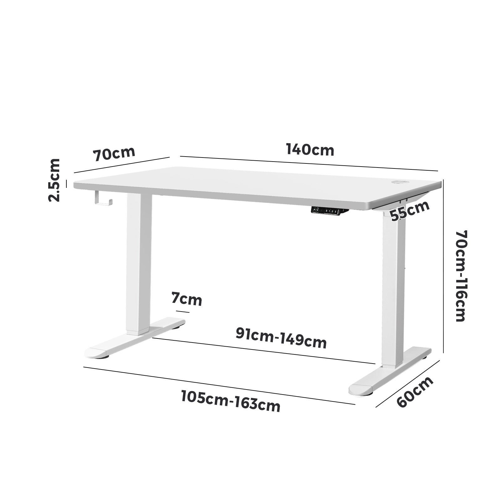 Oikiture Standing Desk Height Adjustable Motorised Electric Sit Stand Table 140cm - Sunyee