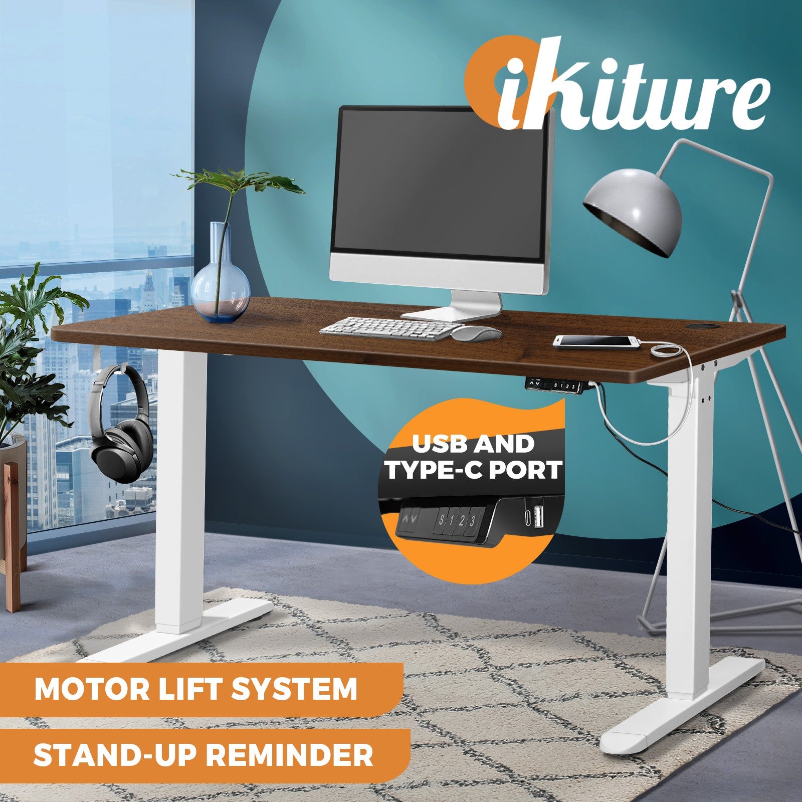 Oikiture Electric Standing Desk Dual/Single Motor 120-160CM 4 Colours - Sunyee