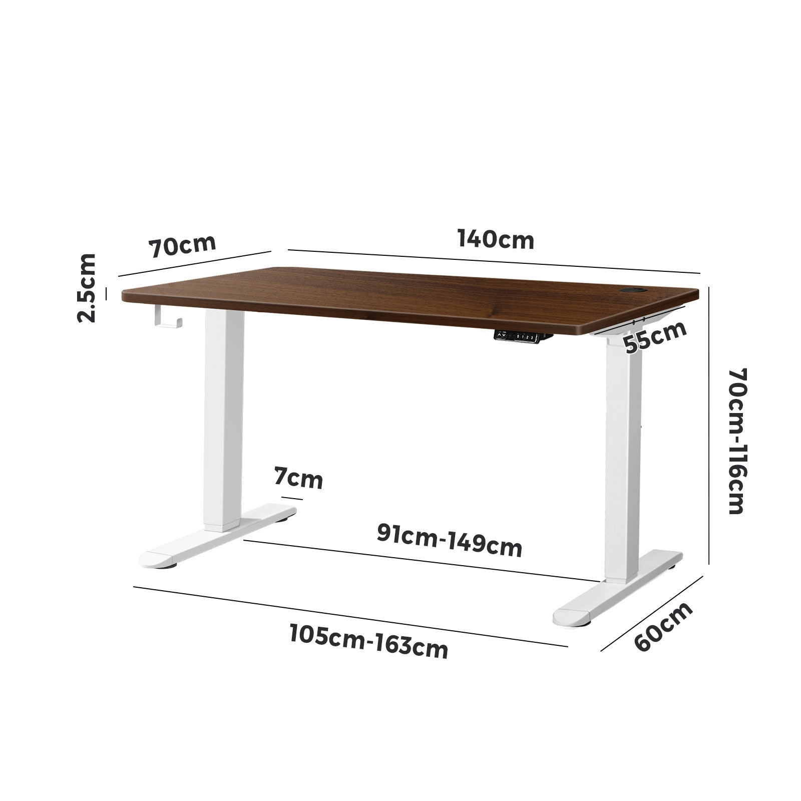Oikiture Standing Desk Height Adjustable Motorised Electric Sit Stand Table 140cm - Sunyee