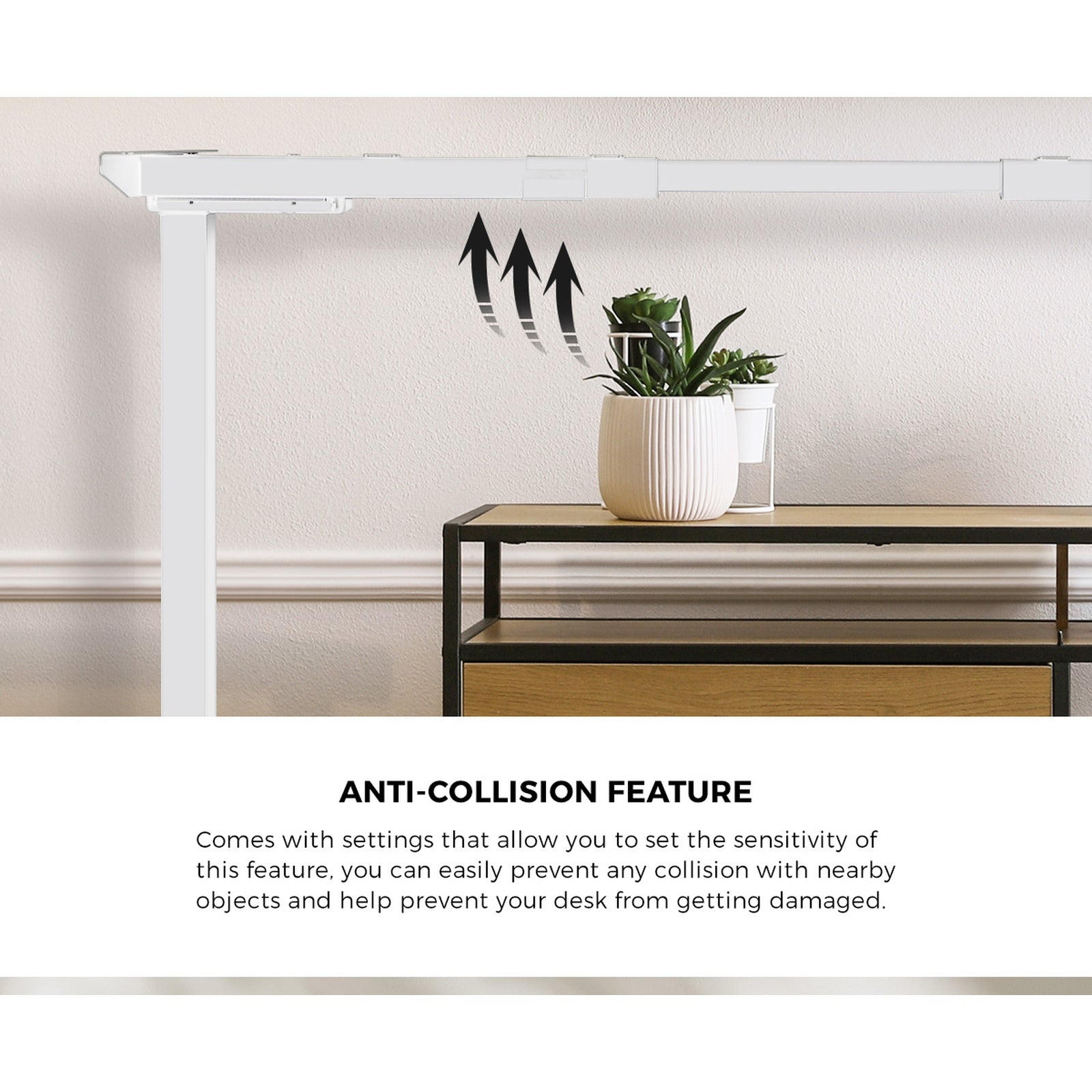 Oikiture 160cm Standing Desk With Drawer Motorized Adjustable Office Table White - Sunyee