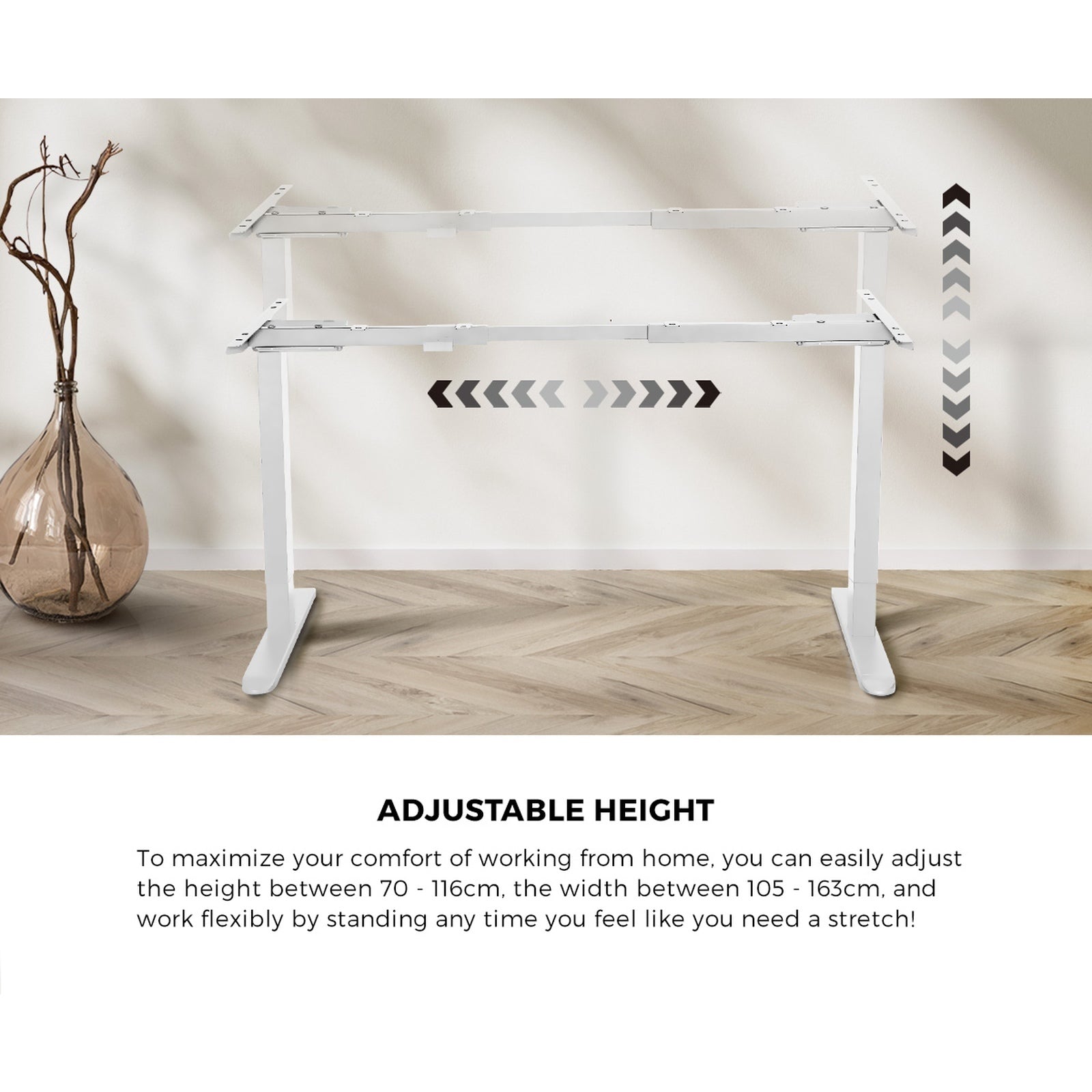 Oikiture Electric Standing Desk With Wireless Charging Single White Motor 140CM