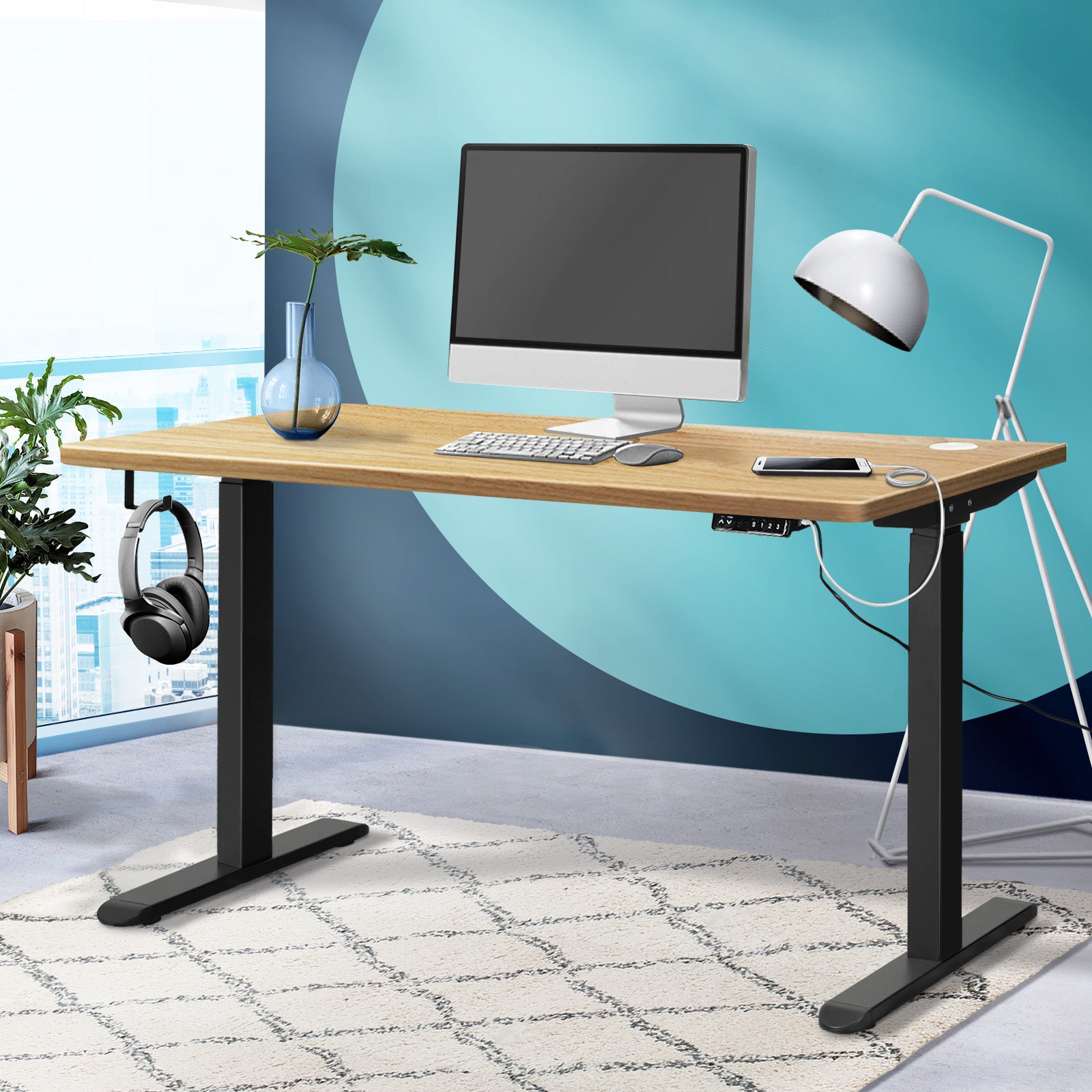 Oikiture Height Adjustable Standing Desk Electric Dual Motor Sit Stand Up 120cm - Sunyee