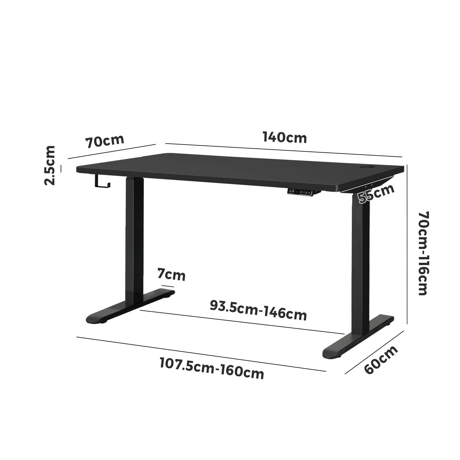 Oikiture Standing Desk Dual Motor Electric Stand Table Height Adjustable 140cm - Sunyee