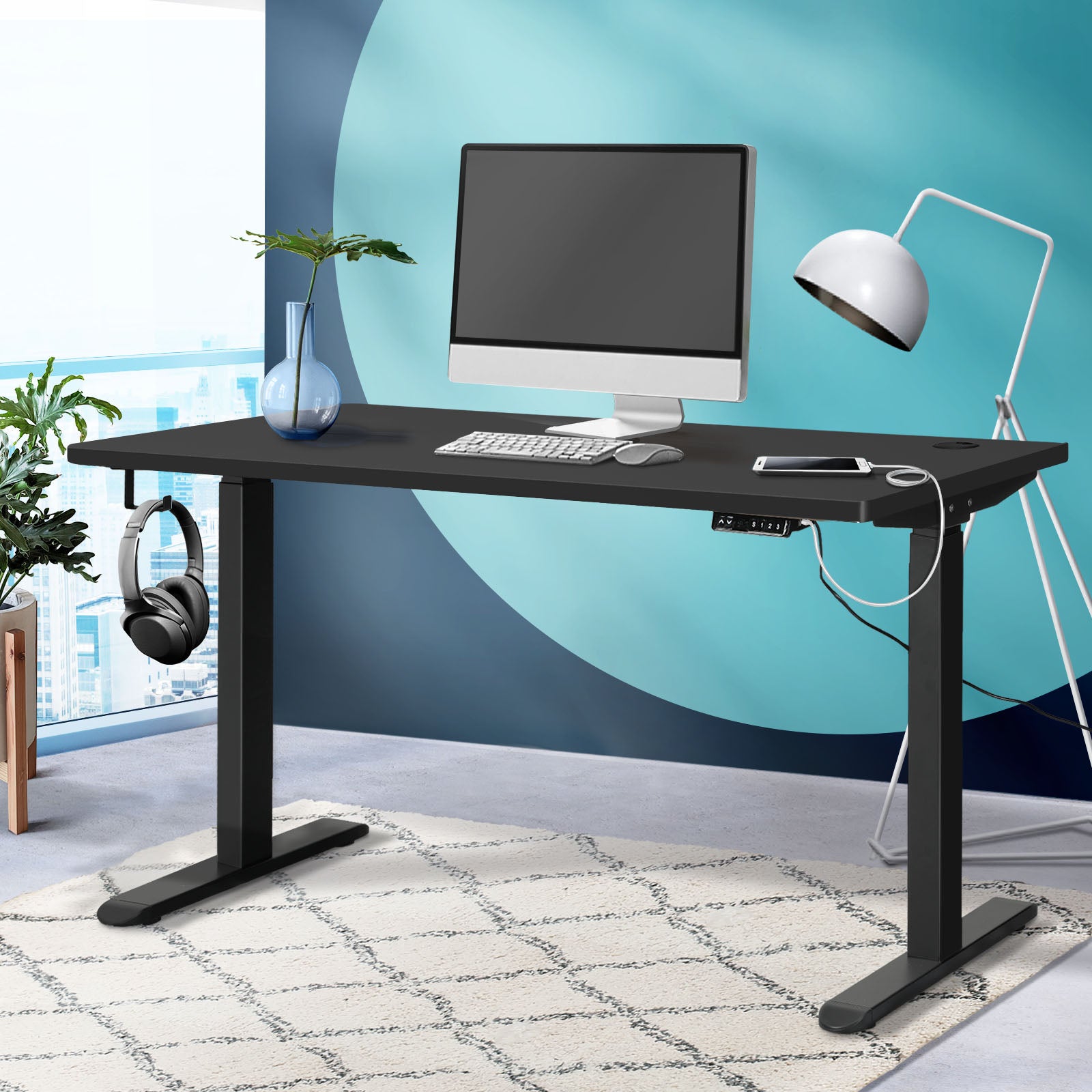 Oikiture Standing Desk Dual Motor Electric Stand Table Height Adjustable 140cm - Sunyee