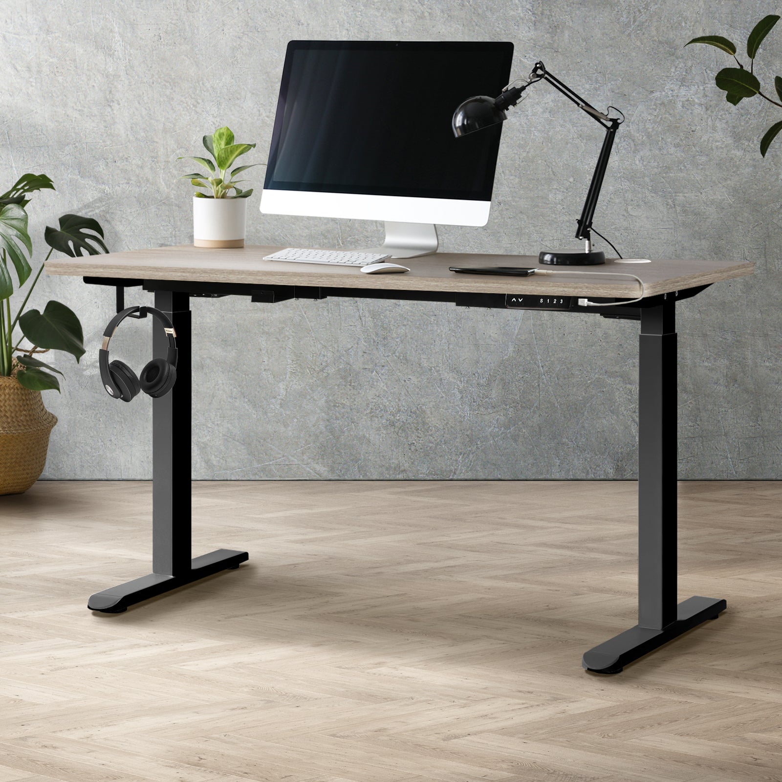 Oikiture Electric Standing Desk Motorised Height Adjustable Office Desk USB Port - Sunyee
