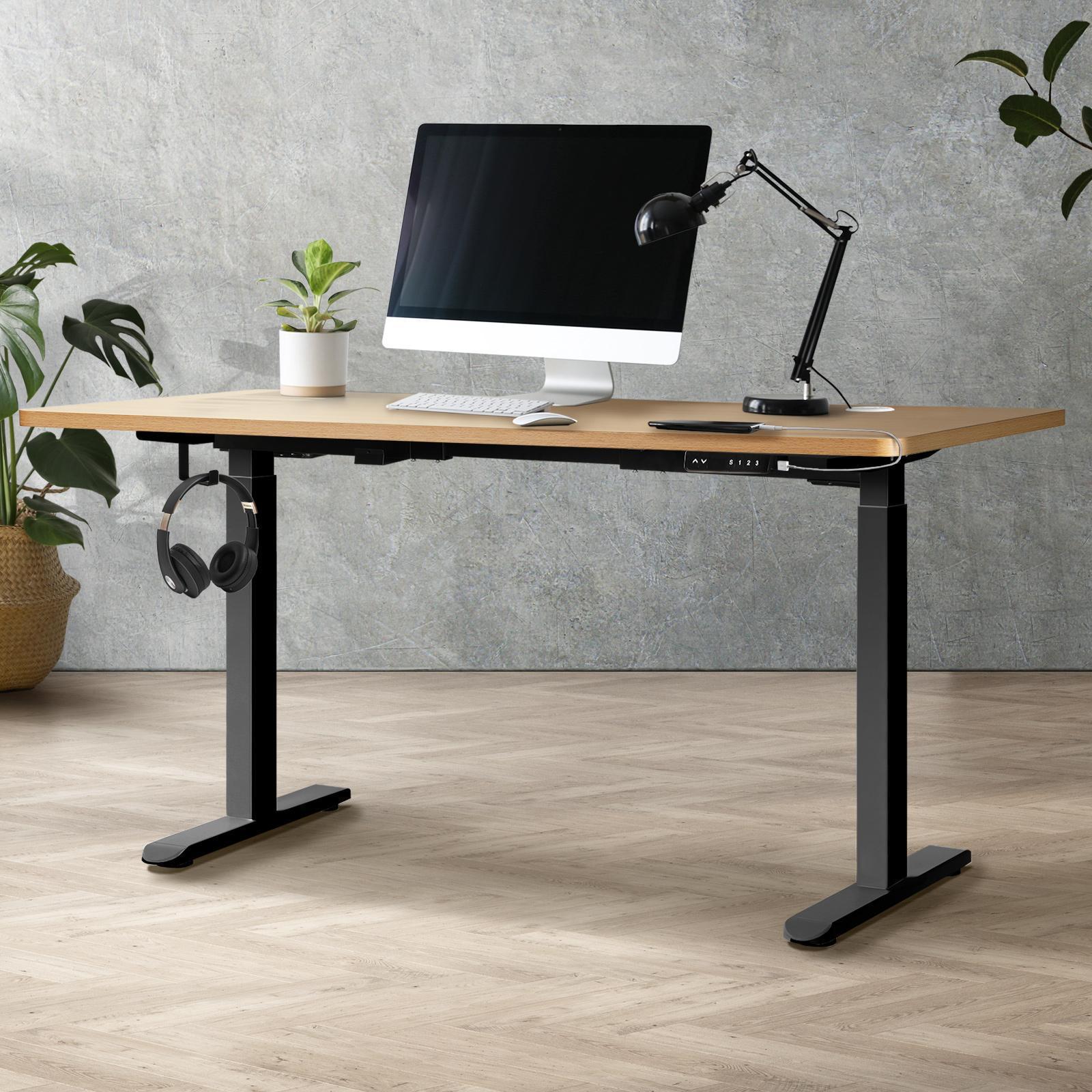 Oikiture Electric Standing Desk Motorised Height Adjustable Office Desk USB Port - Sunyee